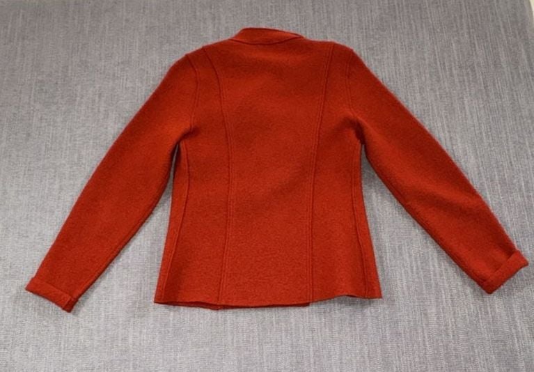 Eileen Fisher Wool Jacket Size PP Petite Red Boiled Trim 6