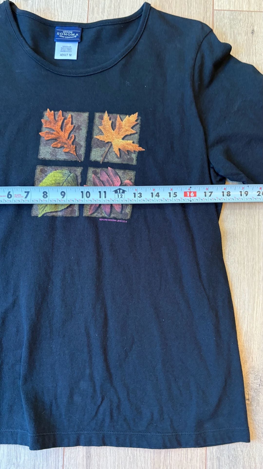 Sonoma Jean Company Fall Leaves Graphic Top Size M Black Cotton 3