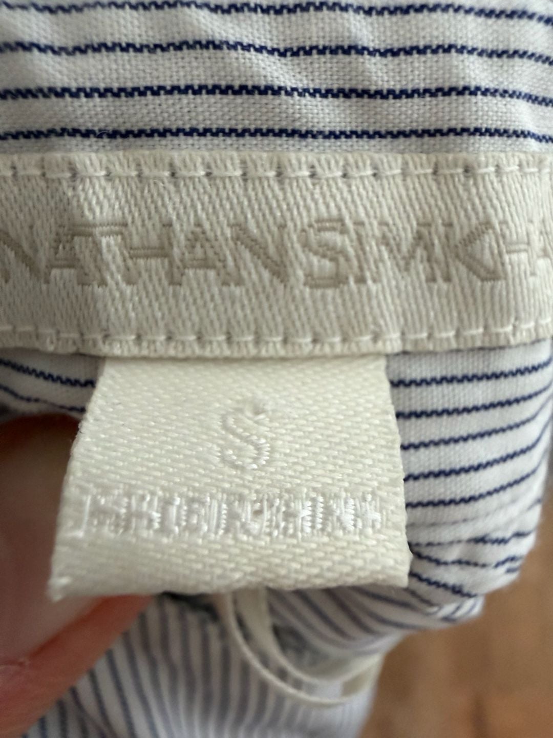 Jonathan Simkhai One-Shoulder Pinstripe Shirt Size S Blue White 4