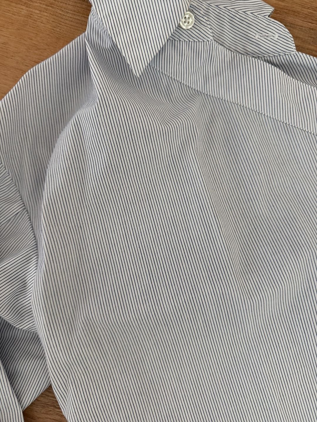 Jonathan Simkhai One-Shoulder Pinstripe Shirt Size S Blue White 6