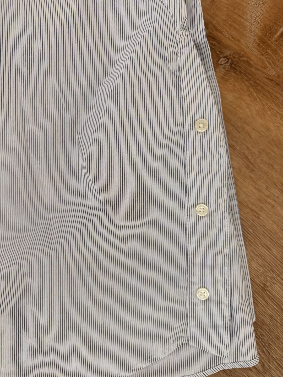Jonathan Simkhai One-Shoulder Pinstripe Shirt Size S Blue White 7