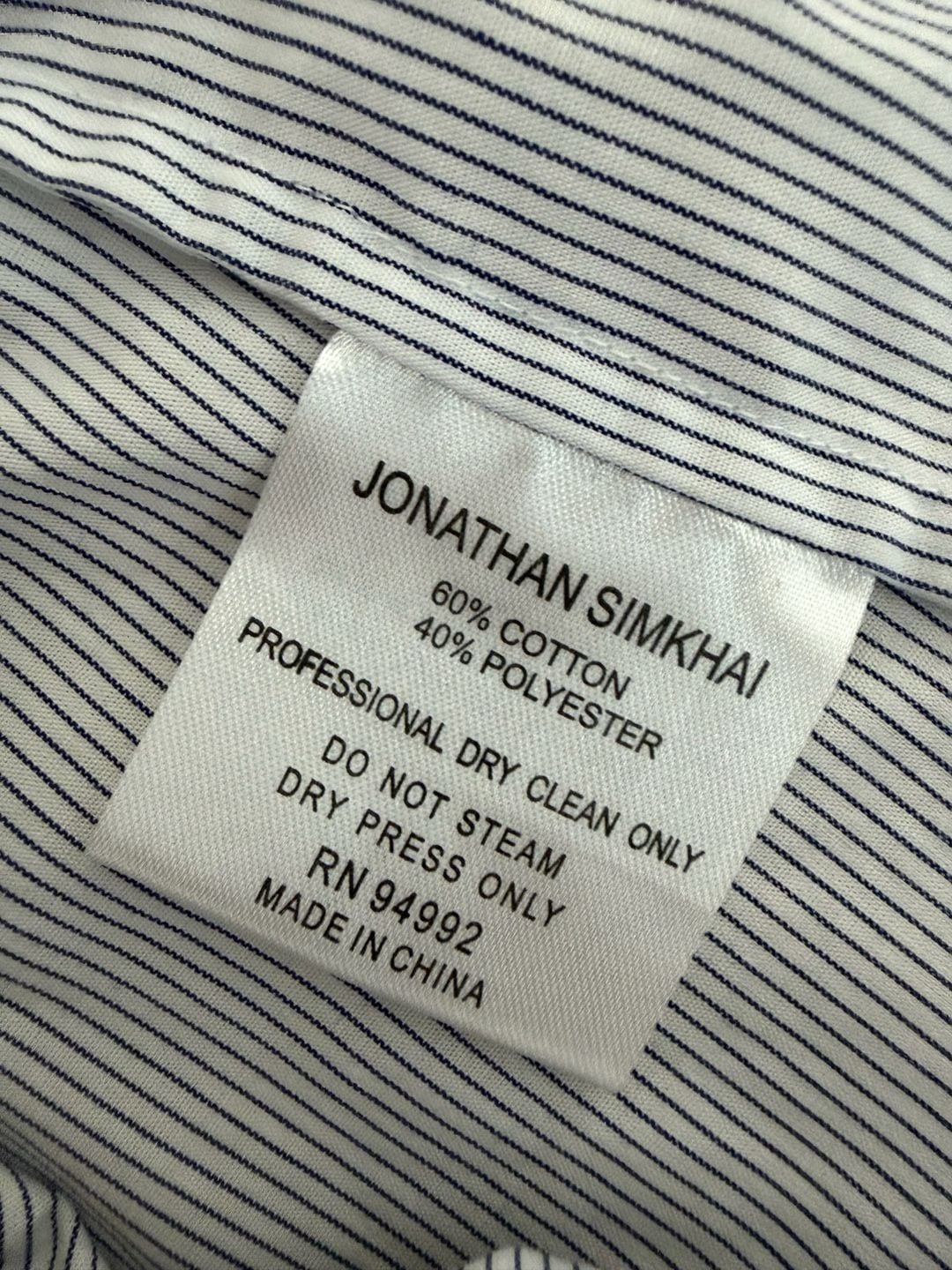 Jonathan Simkhai One-Shoulder Pinstripe Shirt Size S Blue White 8