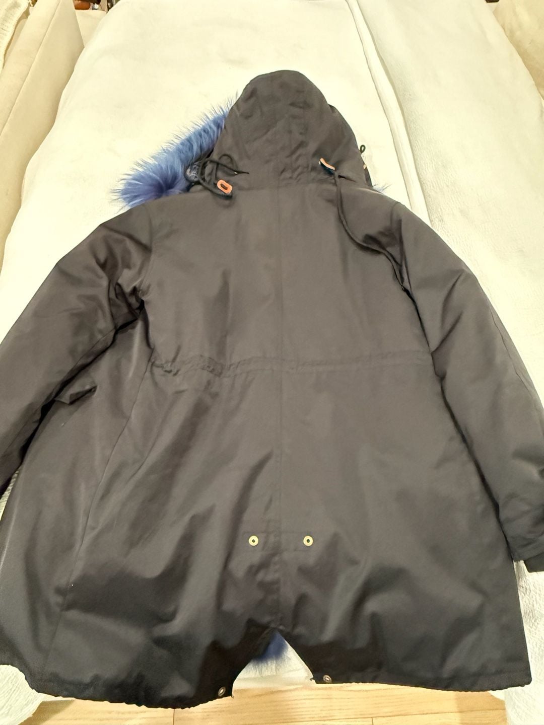 Fur Lined Parka Jacket Black Blue 6