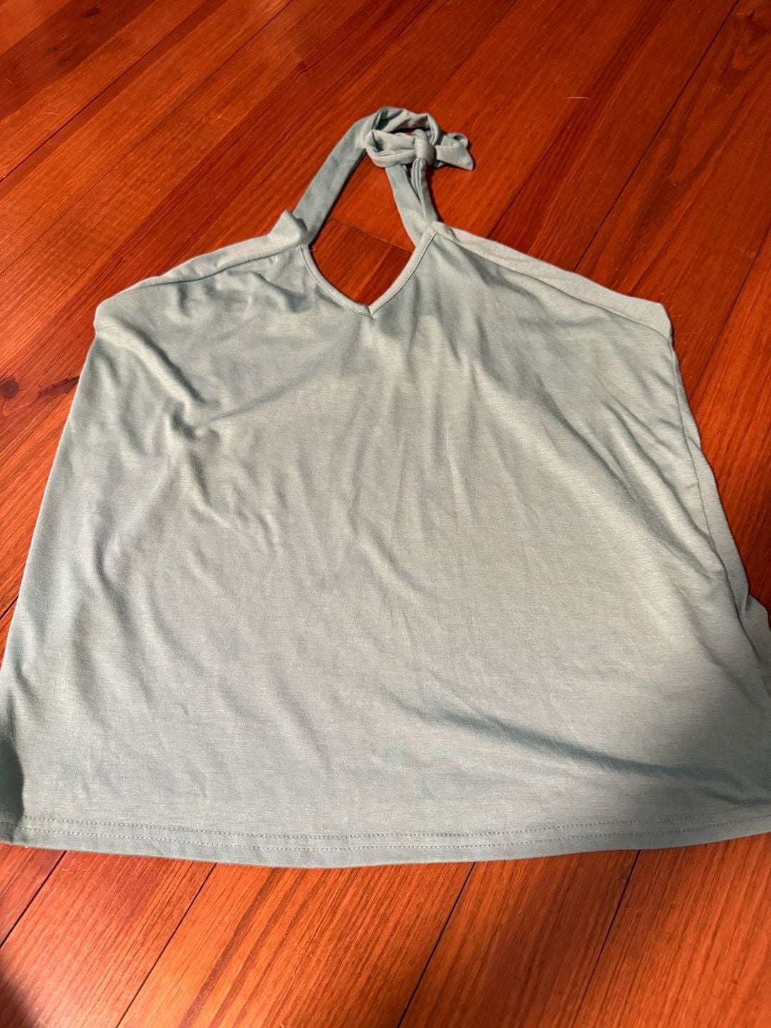 SHEIN Halter Tank Top Size XL Green V-Neck Tie Back Casual 2