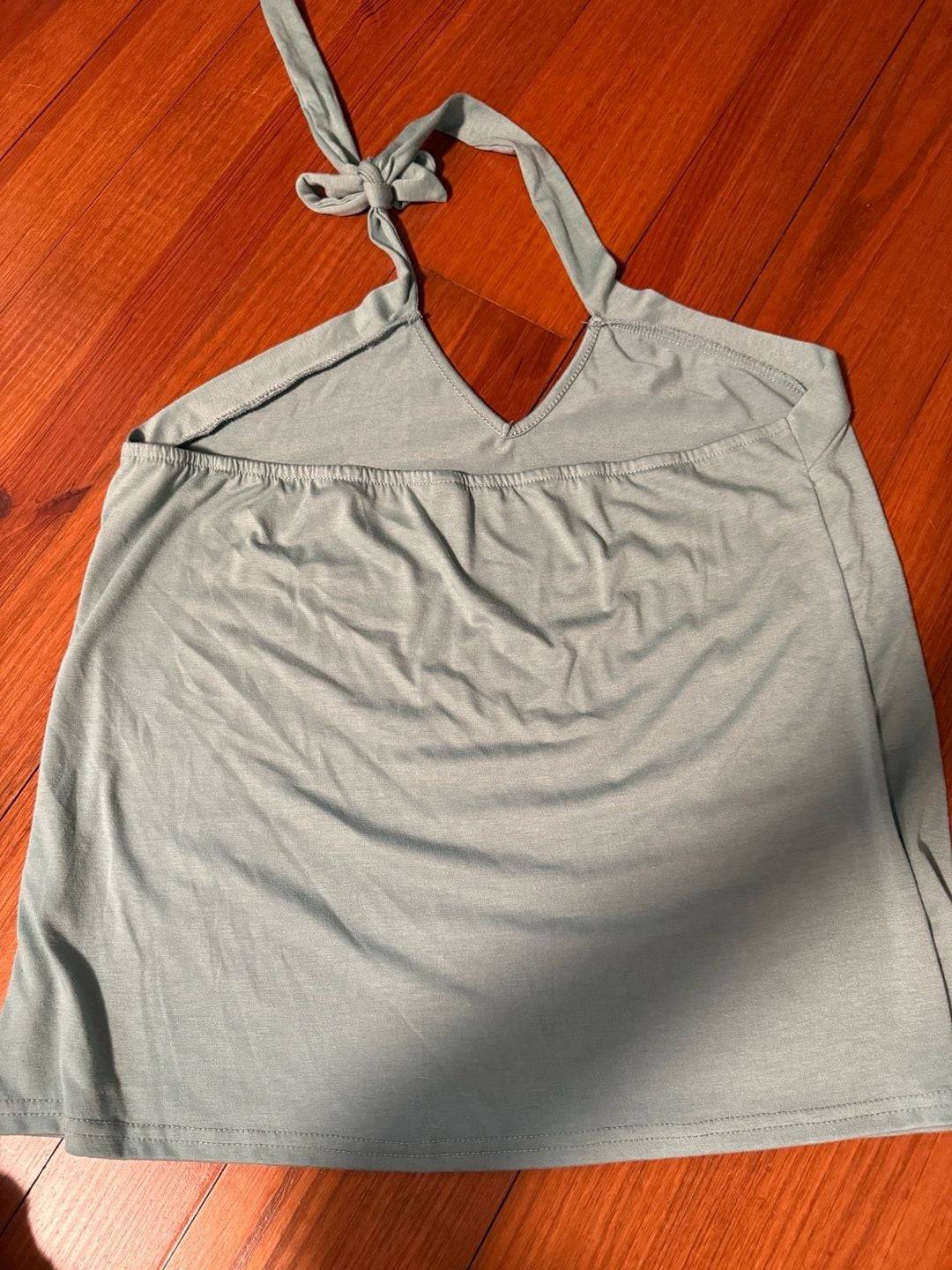 SHEIN Halter Tank Top Size XL Green V-Neck Tie Back Casual 6