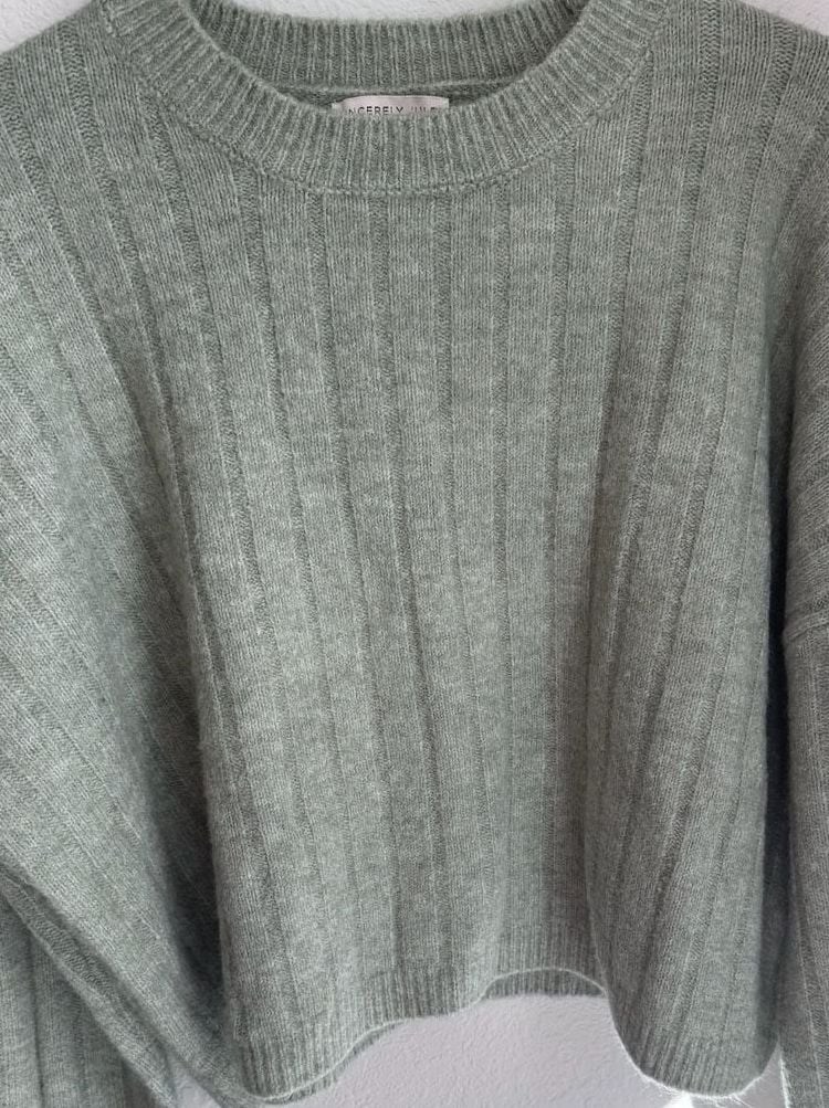 Sincerely Jules Ribbed Sweater Size L Green Crewneck Pullover 7