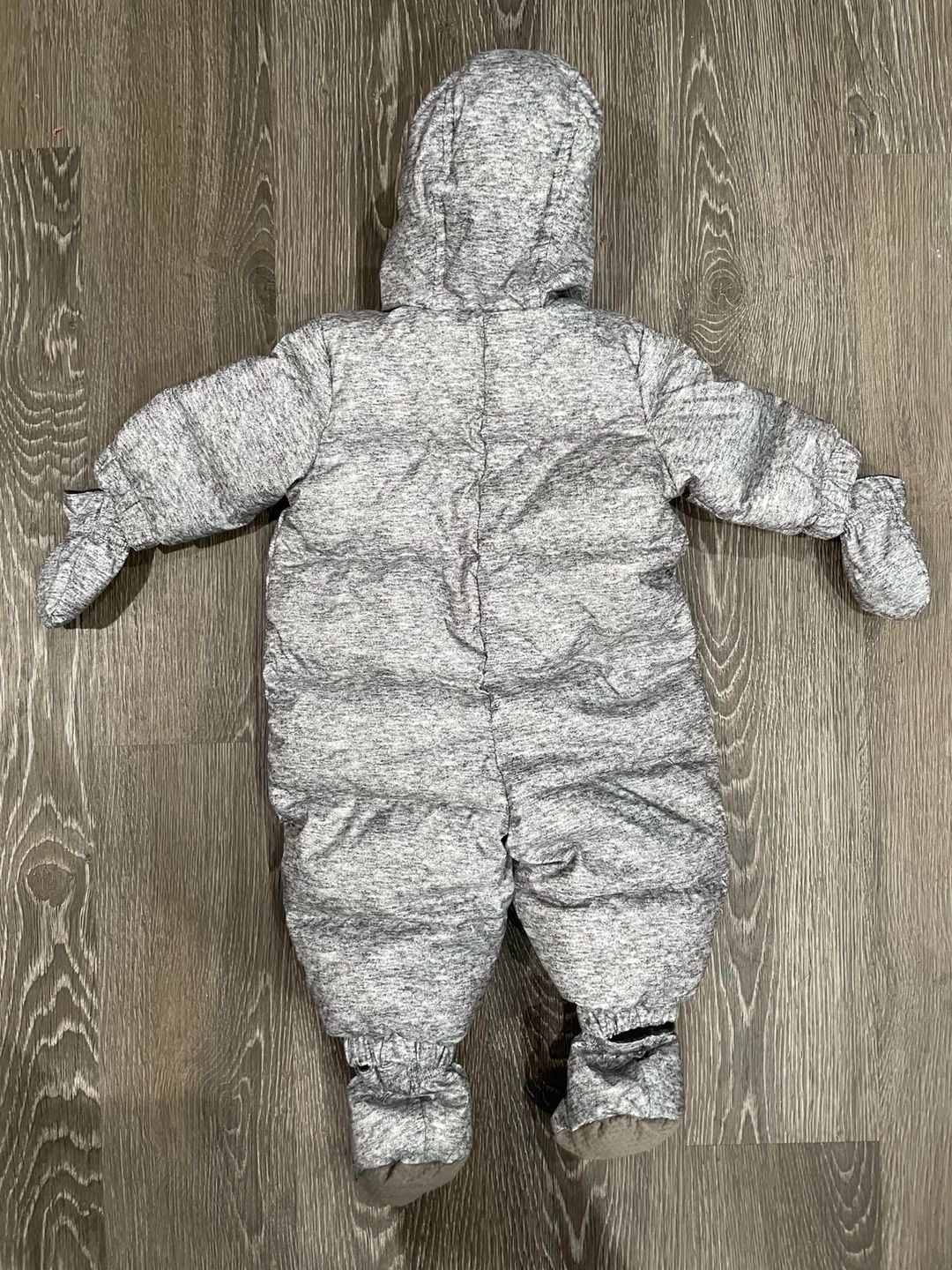 Baby Gap Snowsuit Size 0-6 Months Gray Fleece Lined Pram Bunting 8