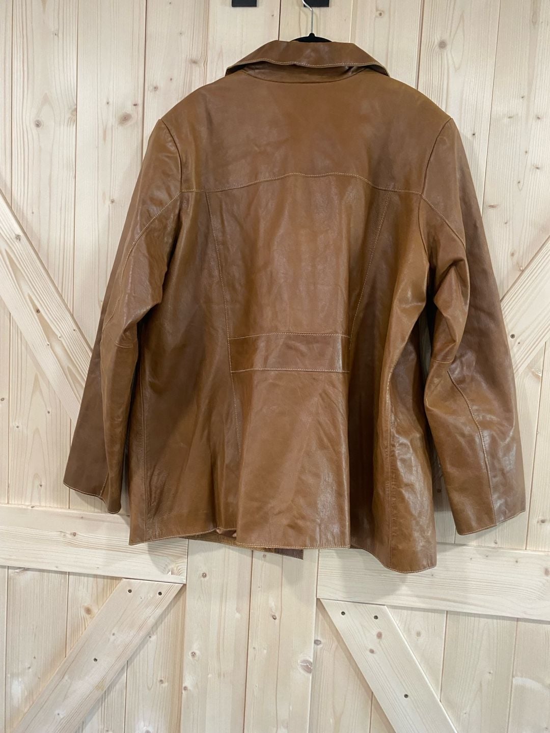 NWOT Mossimo Leather Jacket Size 20W Brown Genuine Leather Blazer Coat 7