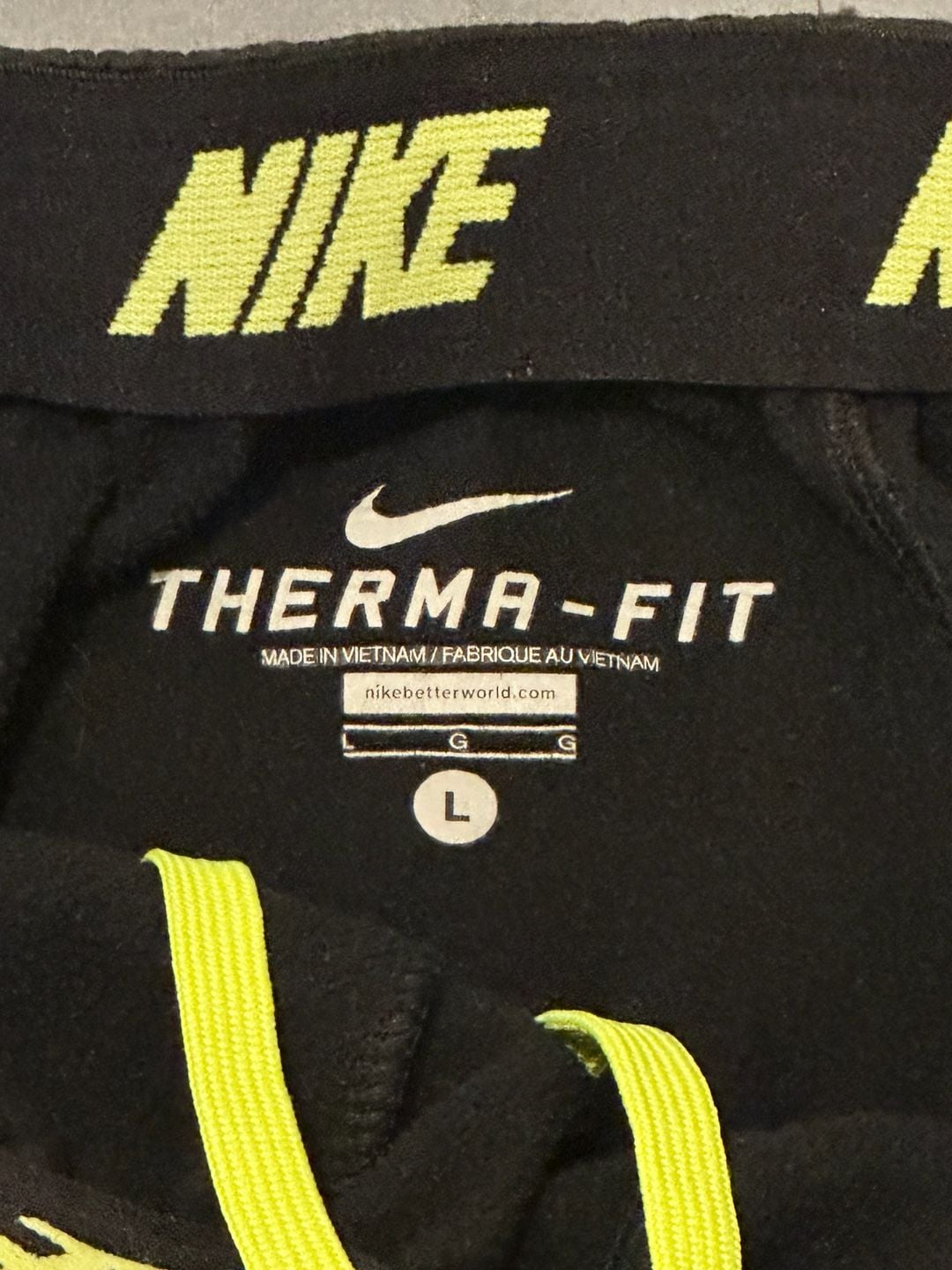 Nike Therma-Fit Pants Size L Black Yellow Athletic Sweatpants 3