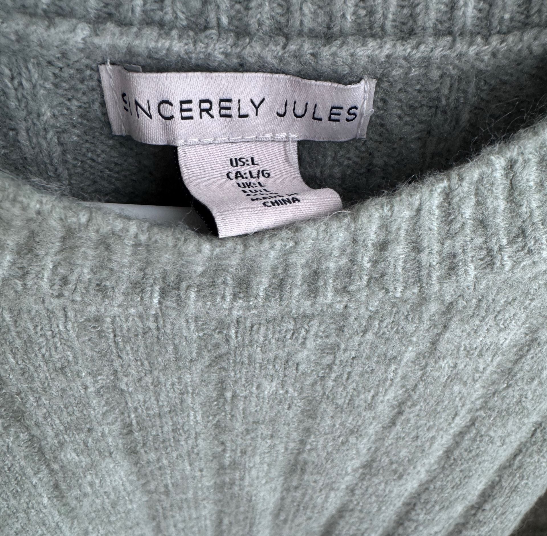 Sincerely Jules Ribbed Sweater Size L Green Crewneck Pullover 8