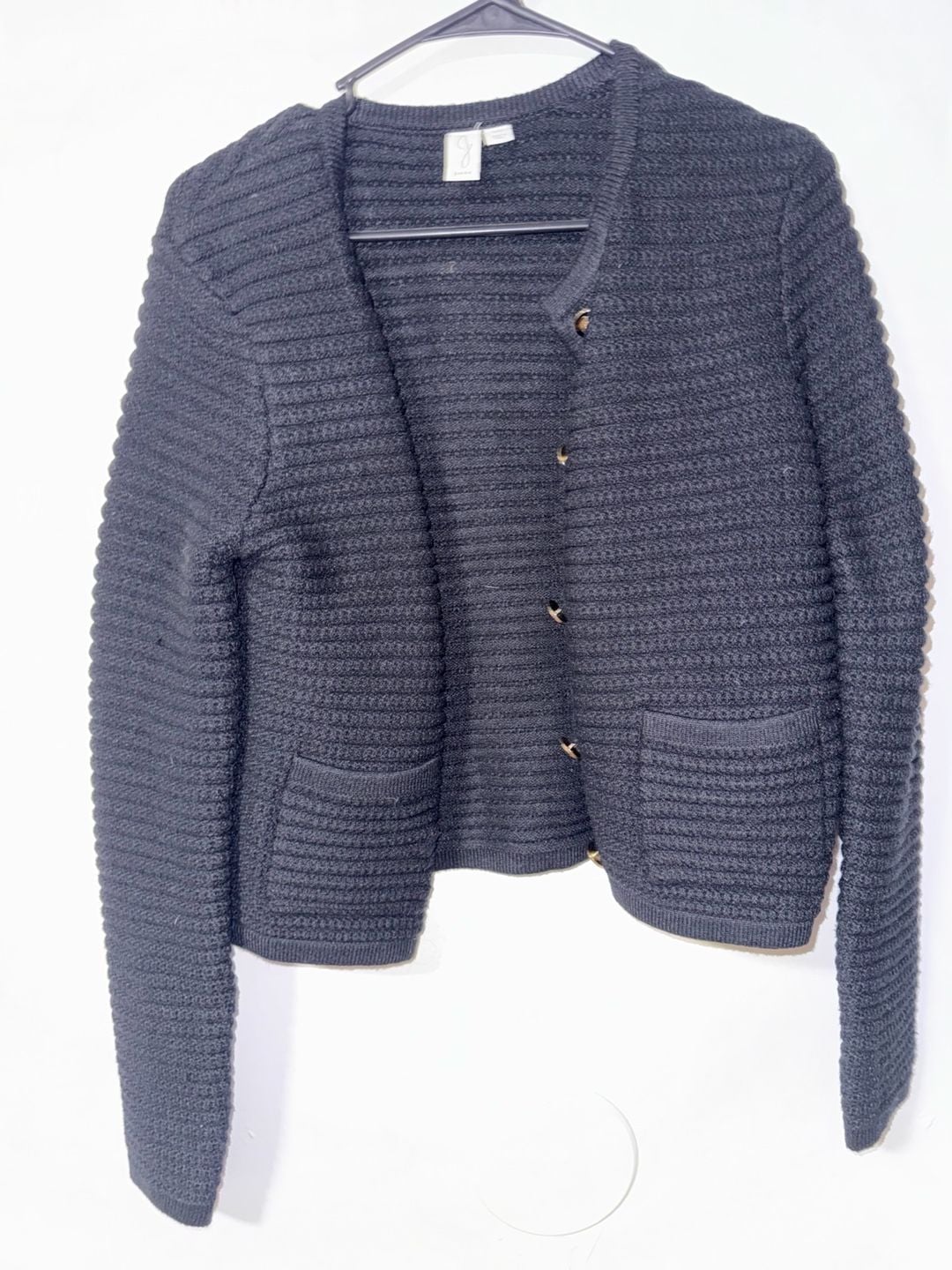 Joie Cardigan Sweater Size S/P Black Ribbed Knit 2