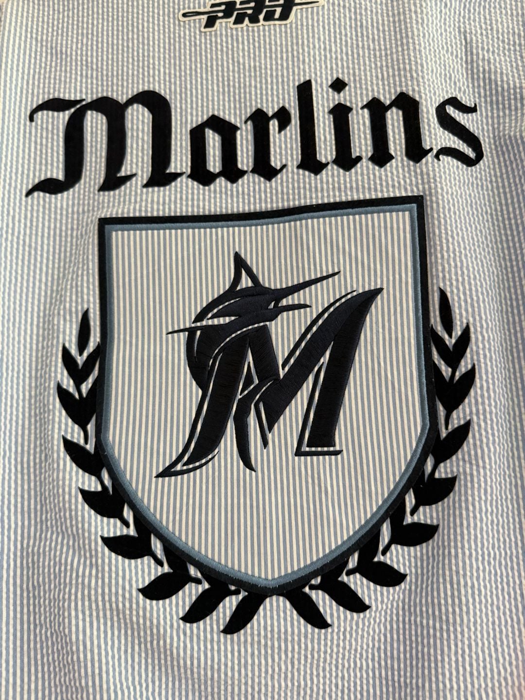 Pro Standard Miami Marlins Seersucker Reversible Bomber Jacket 5
