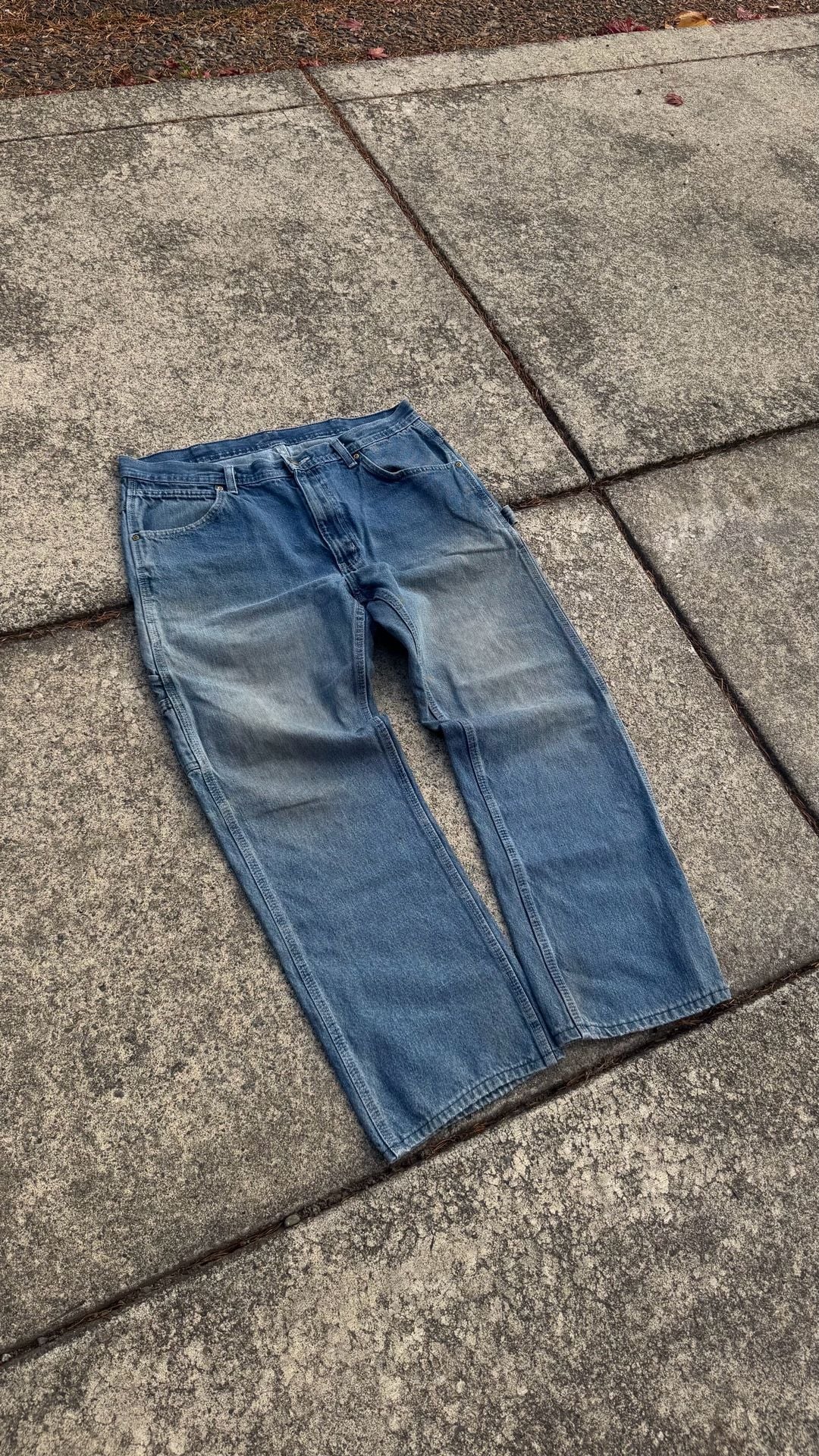 KEY Dungarees Carpenter Jeans 34x30 Blue Relaxed Straight Leg Workwear 3