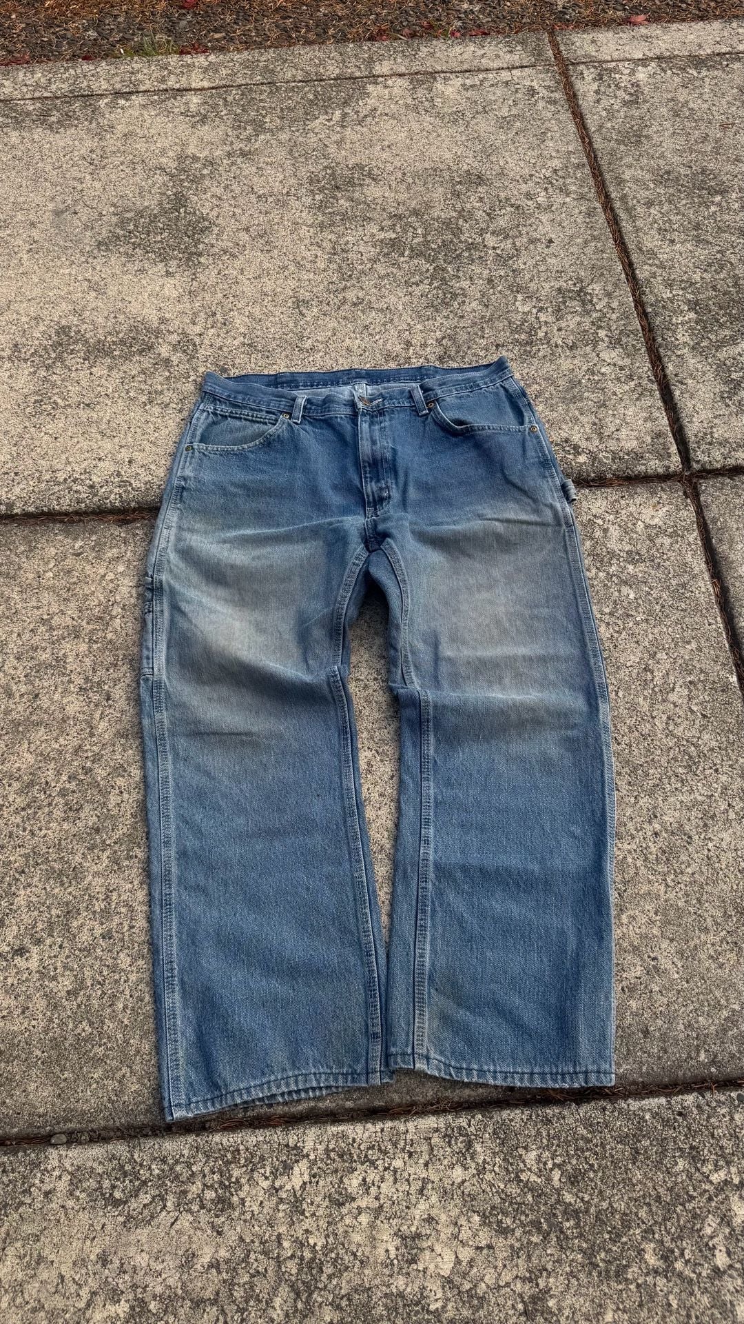 KEY Dungarees Carpenter Jeans 34x30 Blue Relaxed Straight Leg Workwear 5