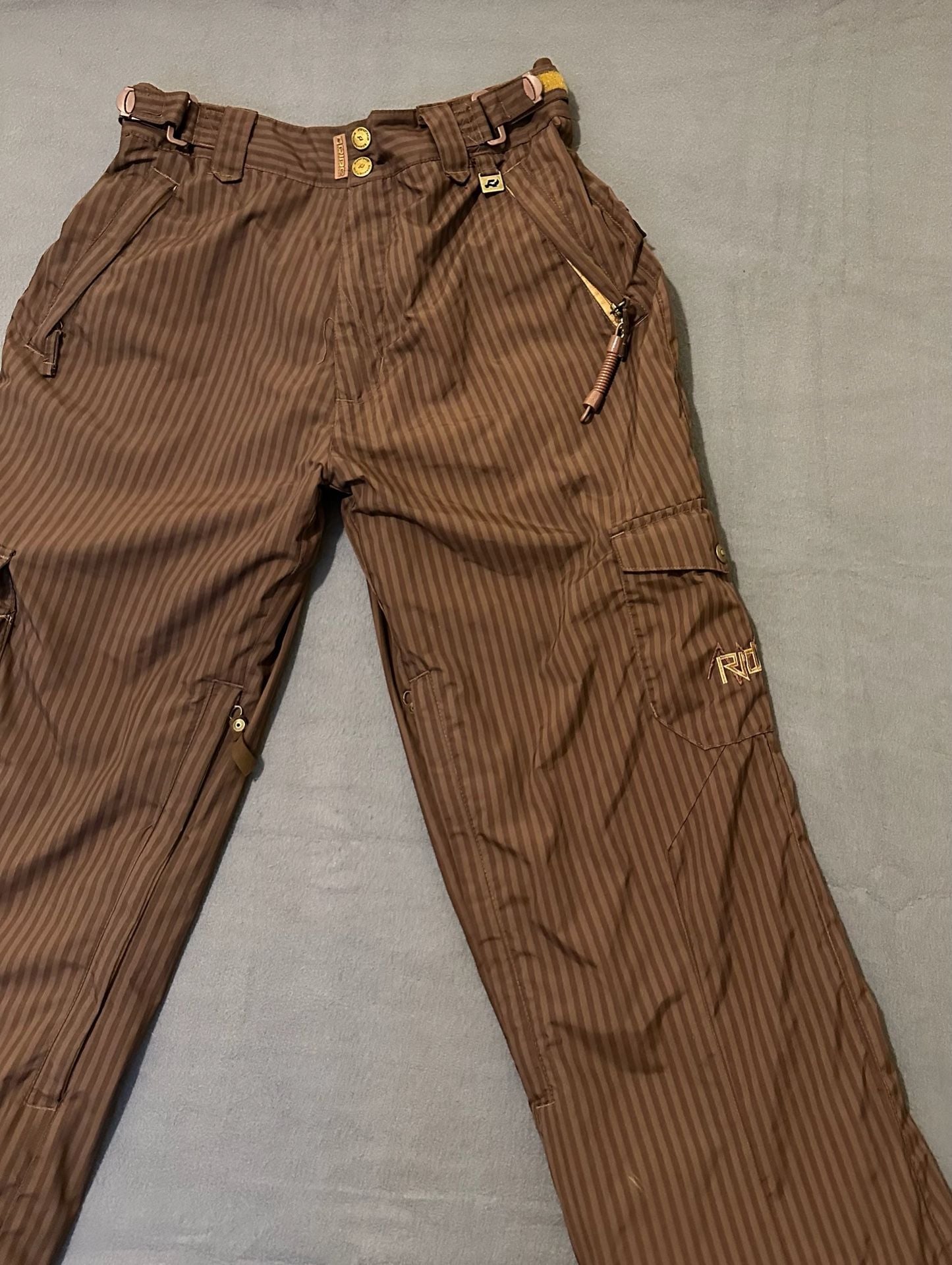 Ride Snowboards Cargo Snow Pants Size M Pinstripe Brown 4