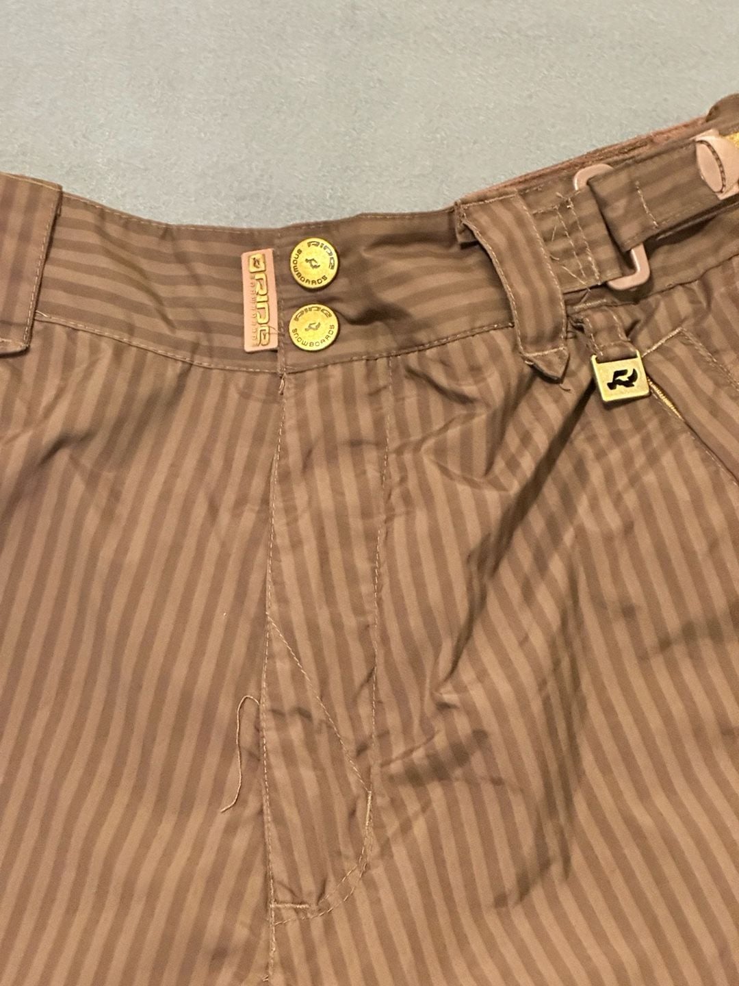 Ride Snowboards Cargo Snow Pants Size M Pinstripe Brown 5