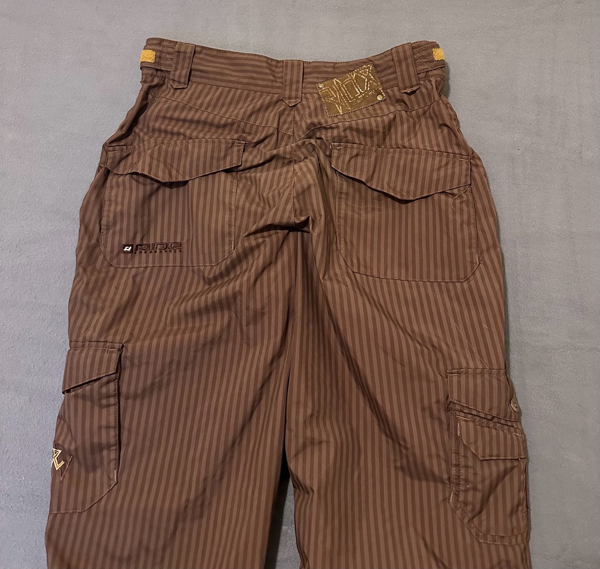 Ride Snowboards Cargo Snow Pants Size M Pinstripe Brown 6