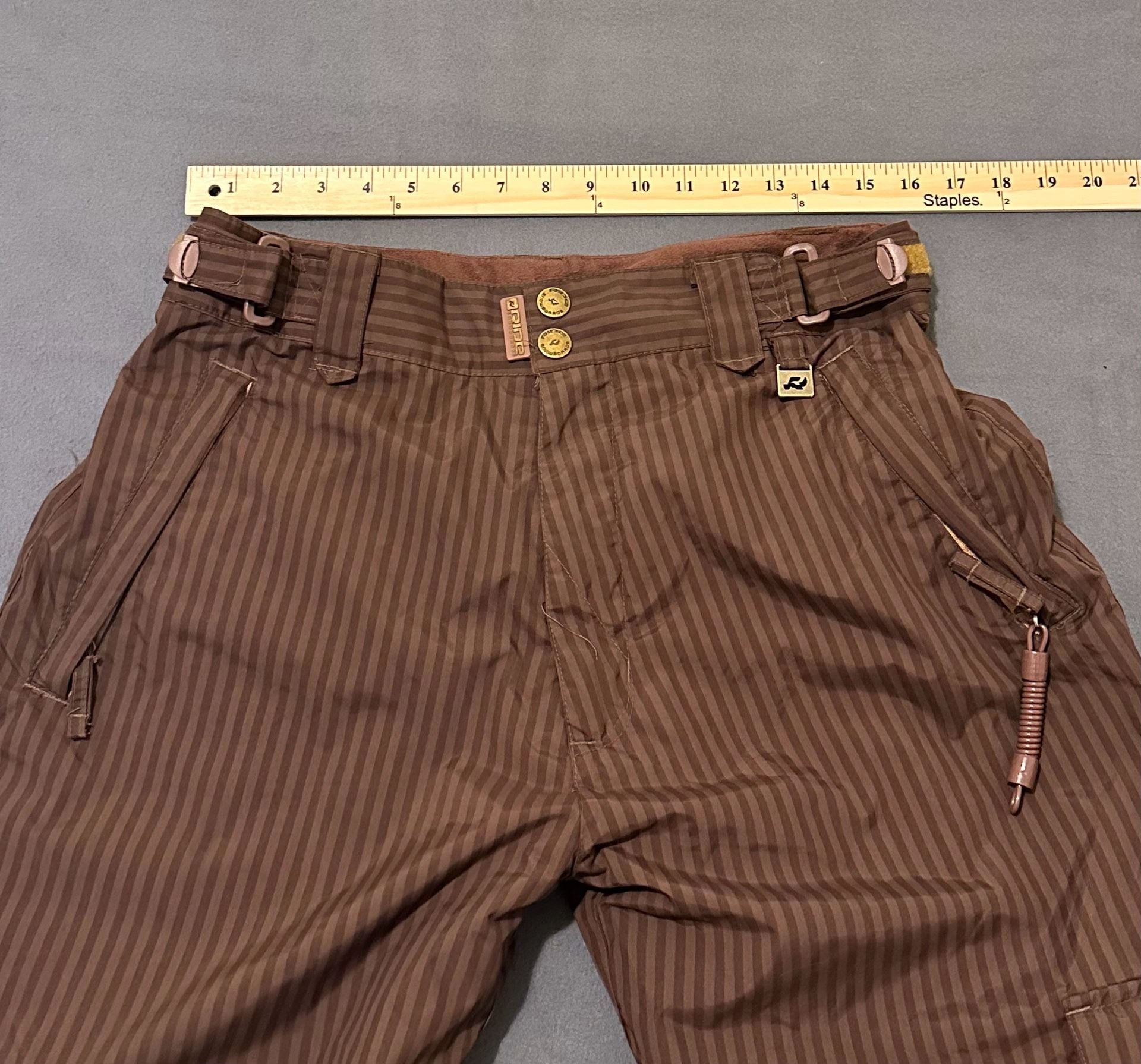 Ride Snowboards Cargo Snow Pants Size M Pinstripe Brown 8