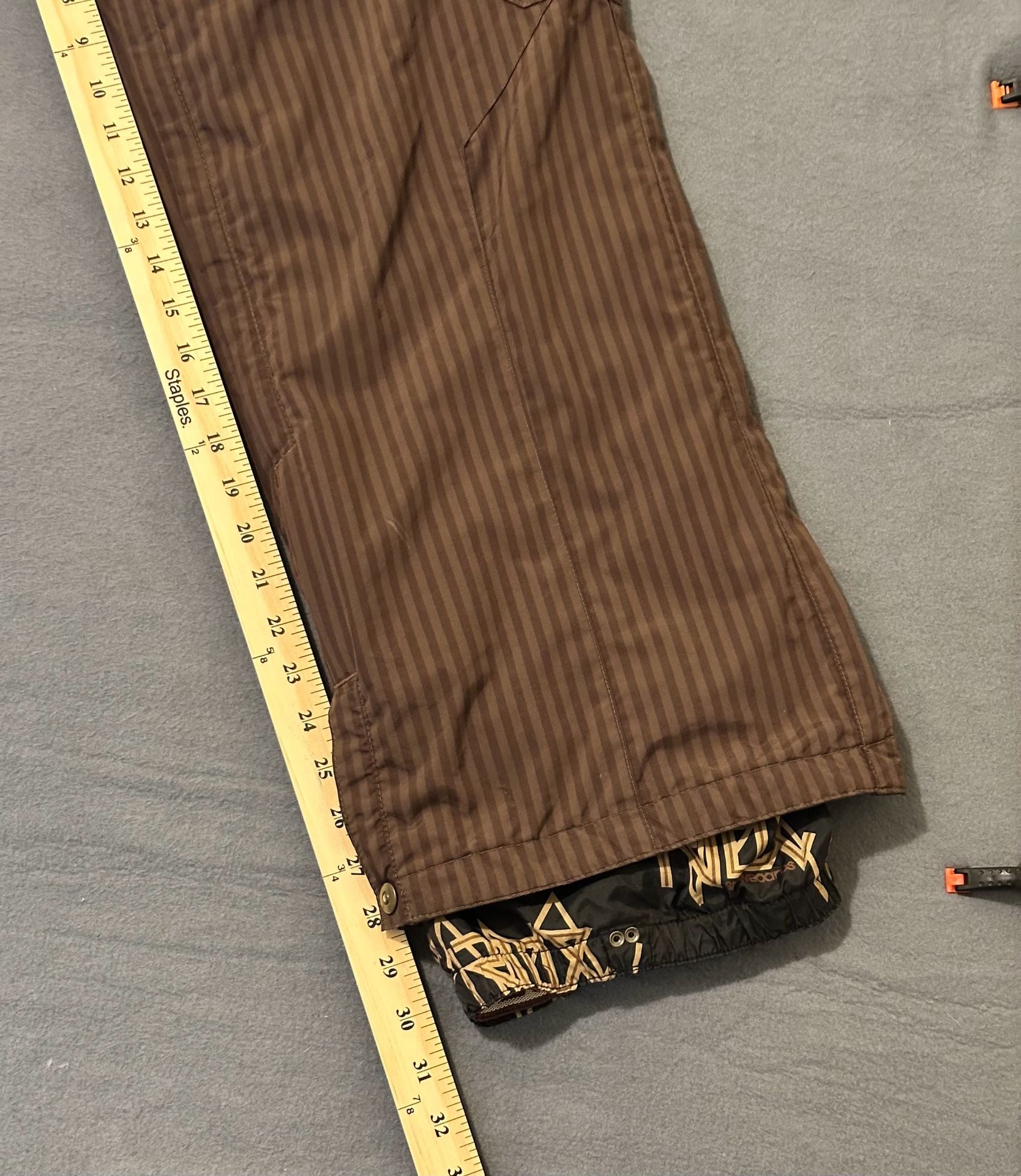 Ride Snowboards Cargo Snow Pants Size M Pinstripe Brown 10