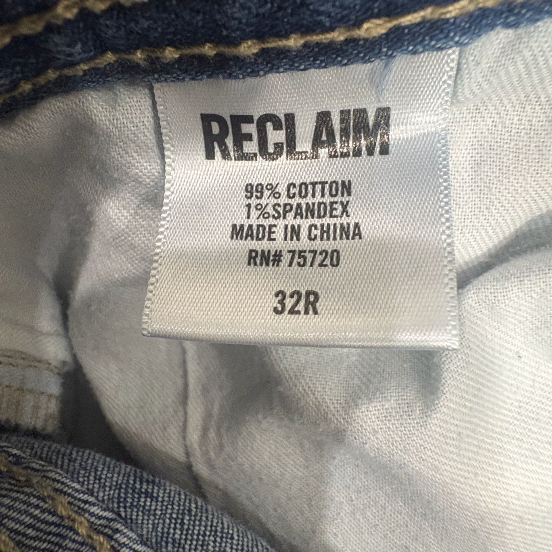 Reclaim Men’s 32R Straight Leg Jeans Vintage Americana Workwear Cotton Denim 11