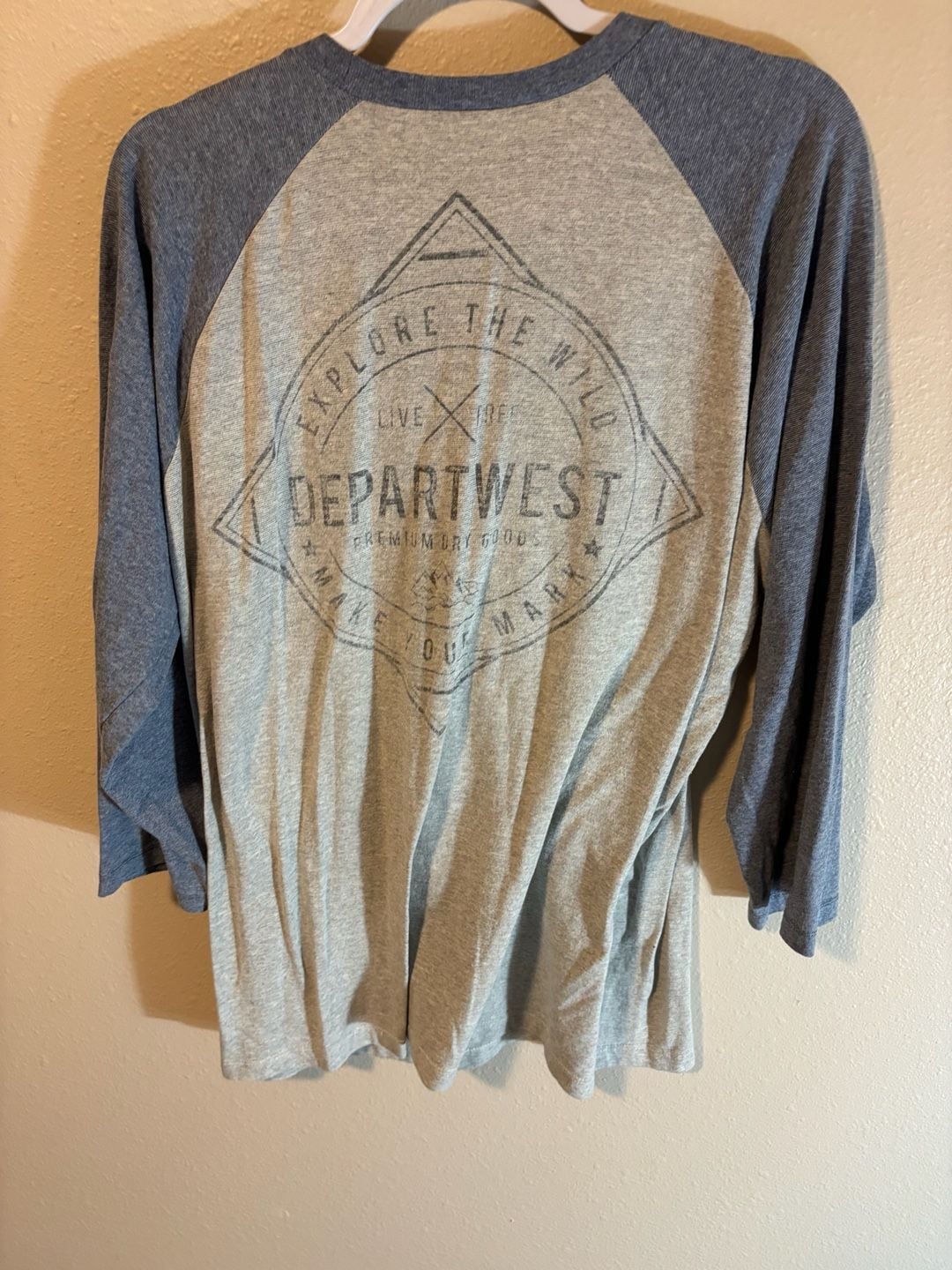 Departwest Raglan Shirt Gray Blue Graphic Long Sleeve 3
