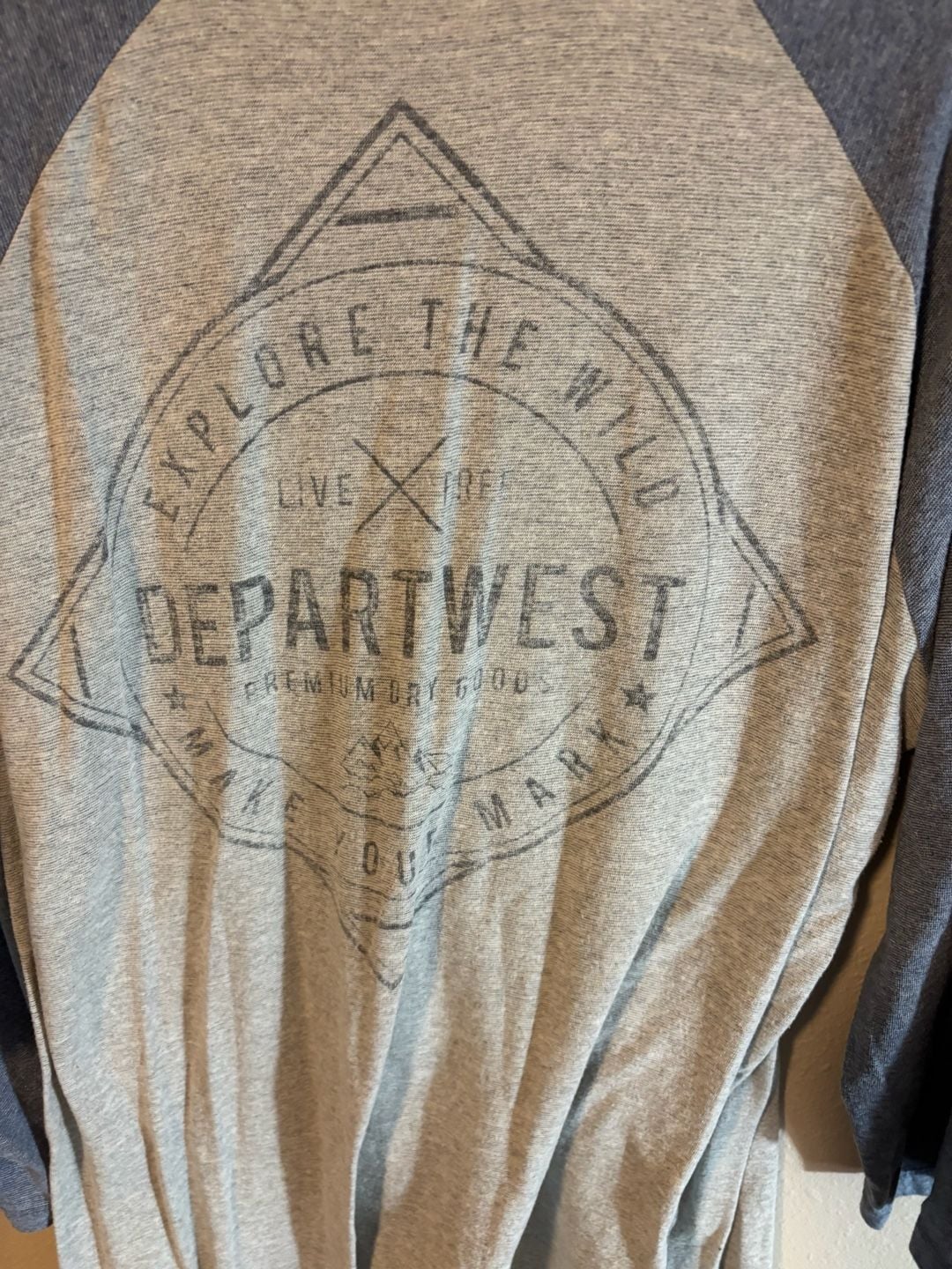 Departwest Raglan Shirt Gray Blue Graphic Long Sleeve 5