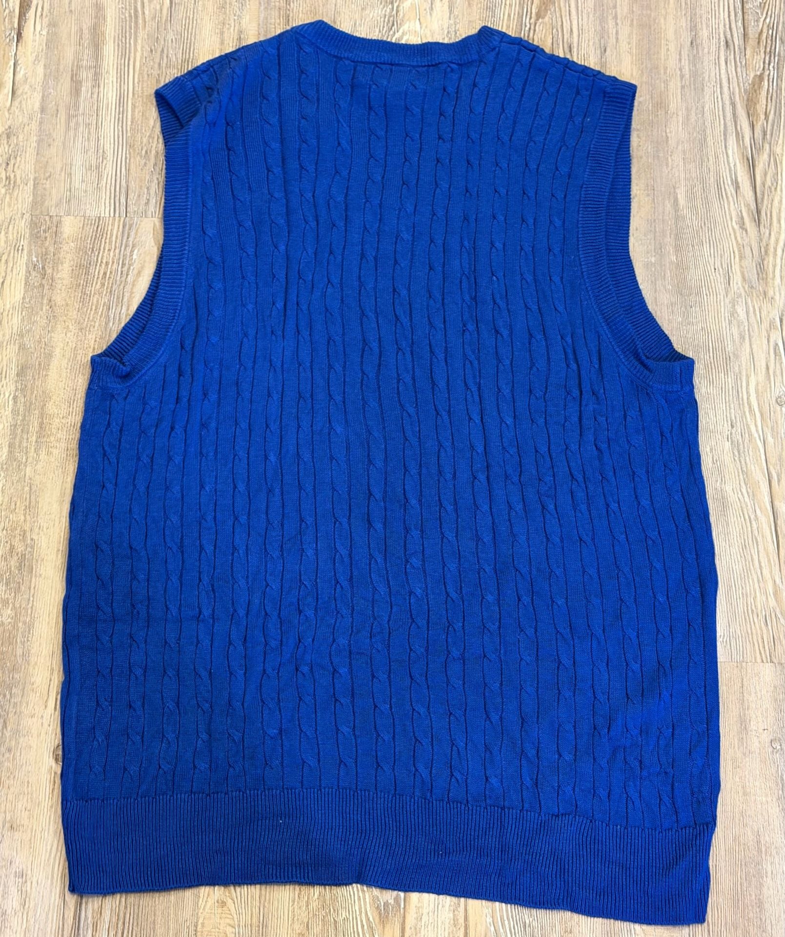 Linea Uomo V-Neck Cable Knit Sweater Vest Blue 5