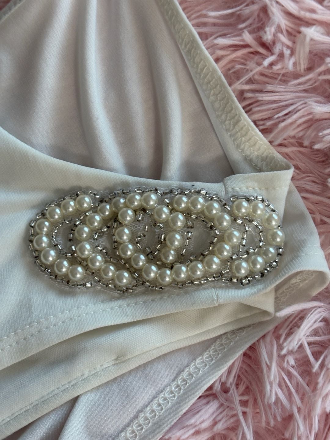 Scarlett Dress Size 10 White Sleeveless Lace Pearl Beaded Open Back 6