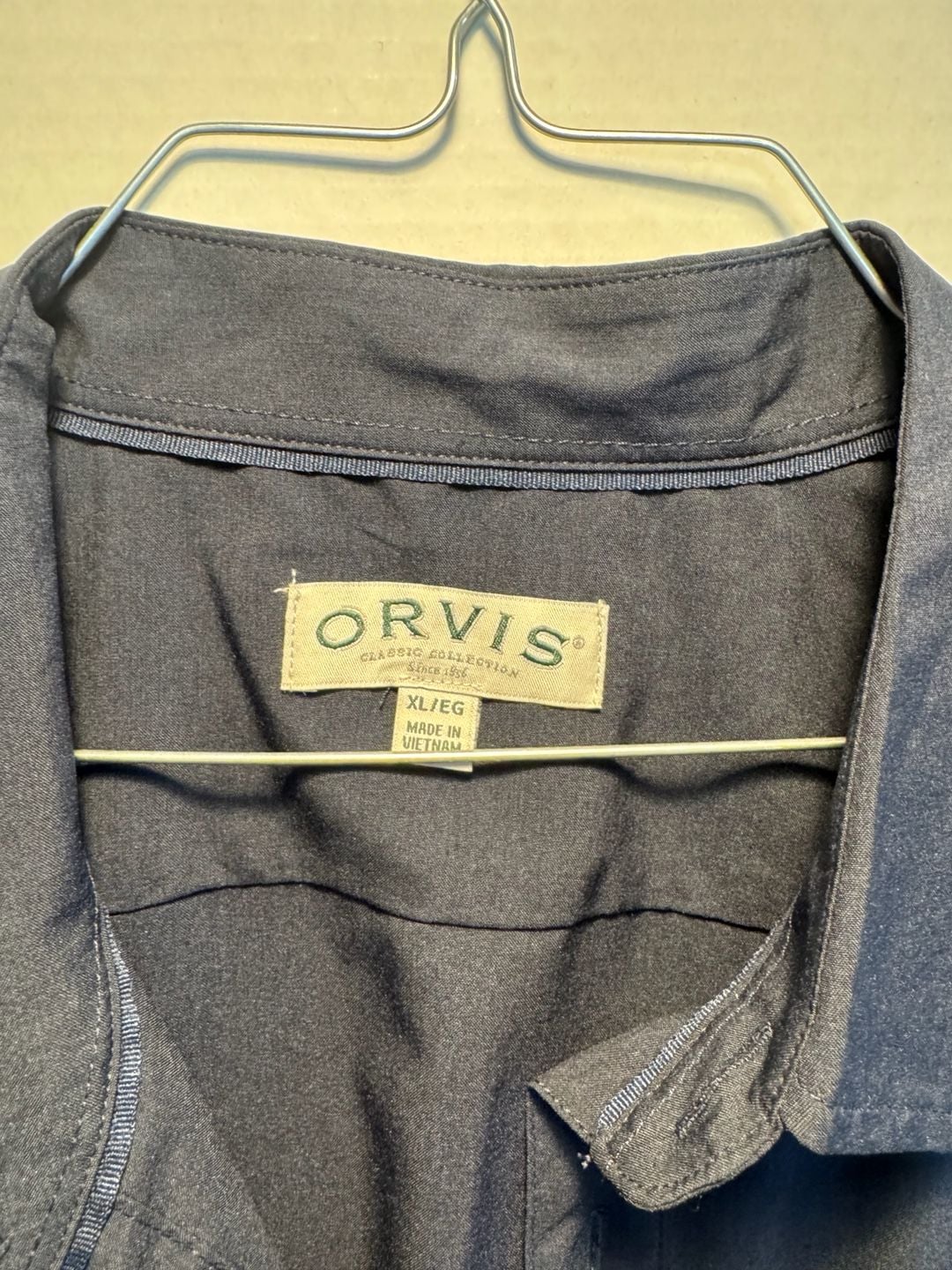 Orvis Short Sleeve Woven Tech Shirt Size XL Navy Blue 4
