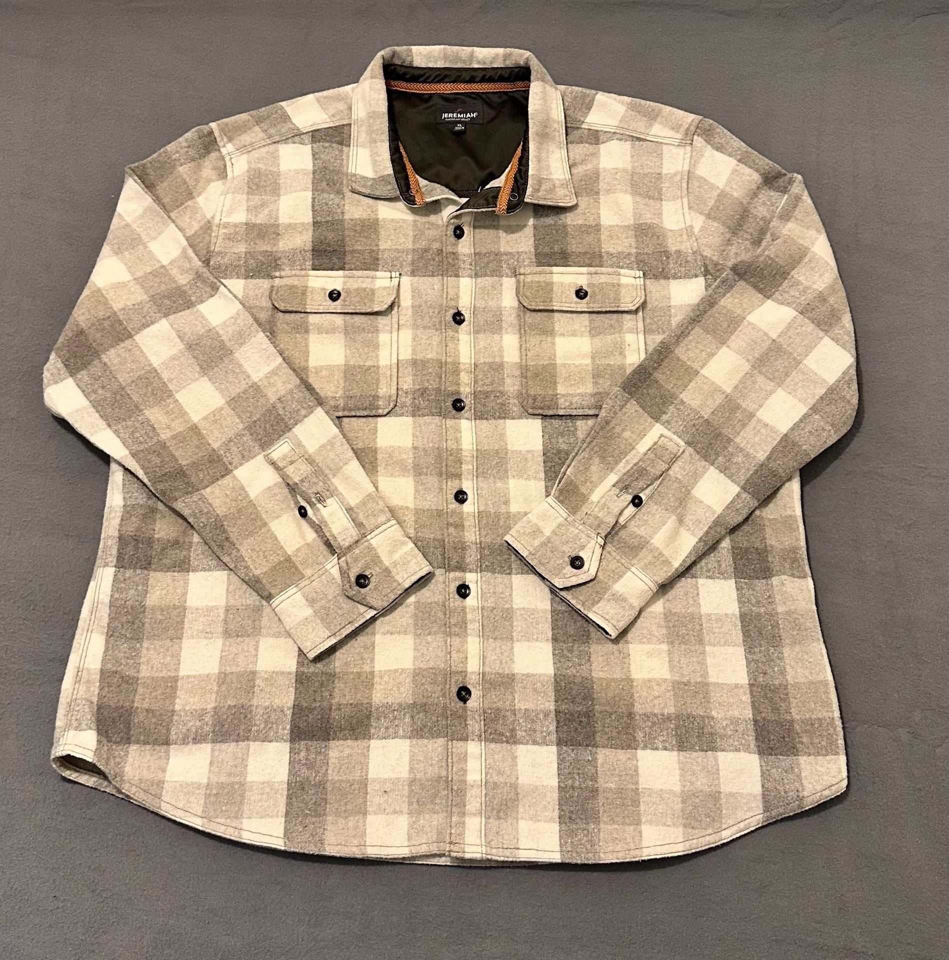 Jeremiah American Legacy Plaid Flannel Shirt Size XL Gray Buffalo Check 2