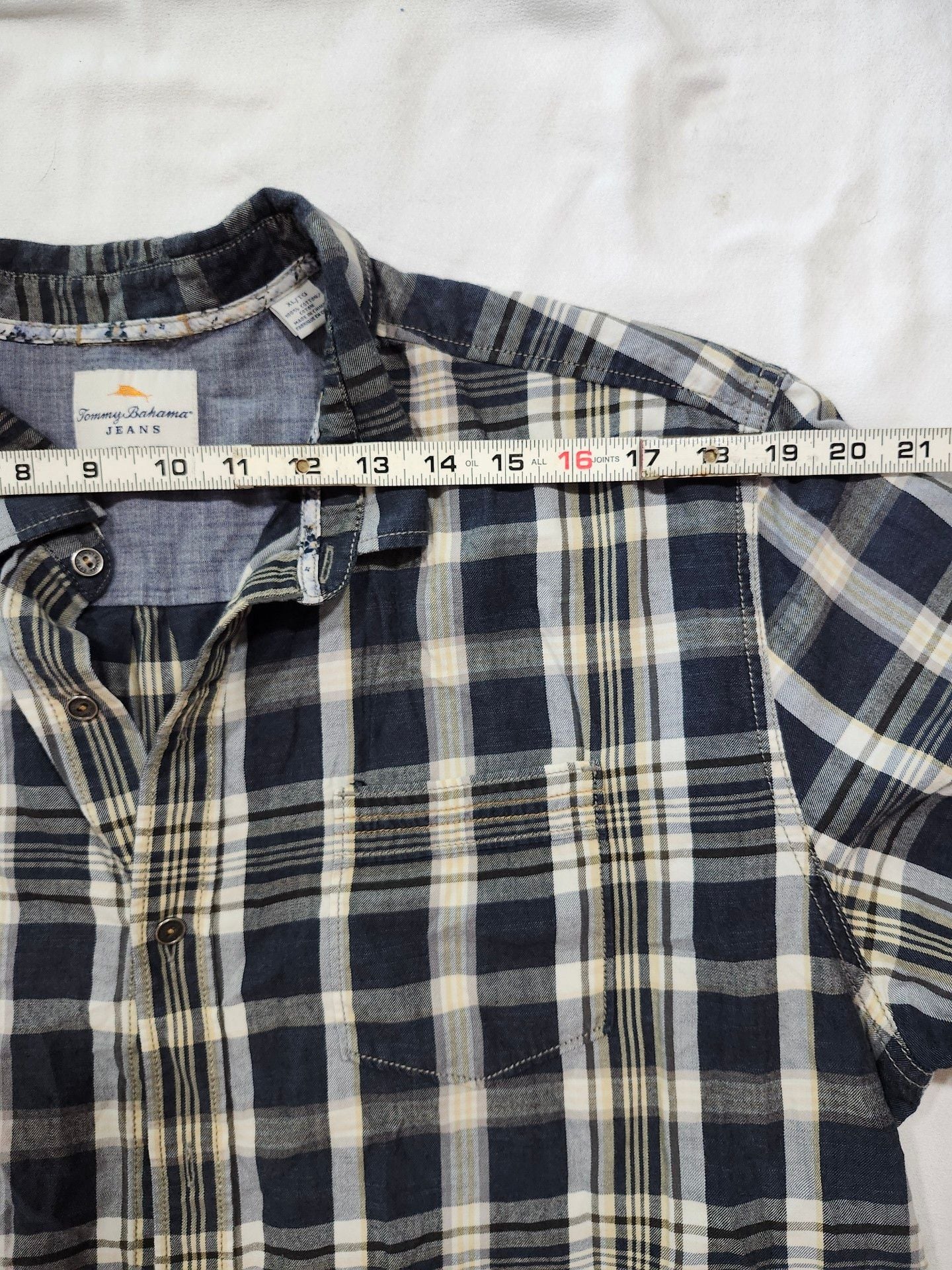 Tommy Bahama Jeans Plaid Short Sleeve Button Down Shirt Size L 5