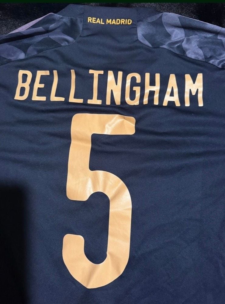 Adidas Real Madrid Away Jersey Size M Bellingham 5 23/24 Navy 3