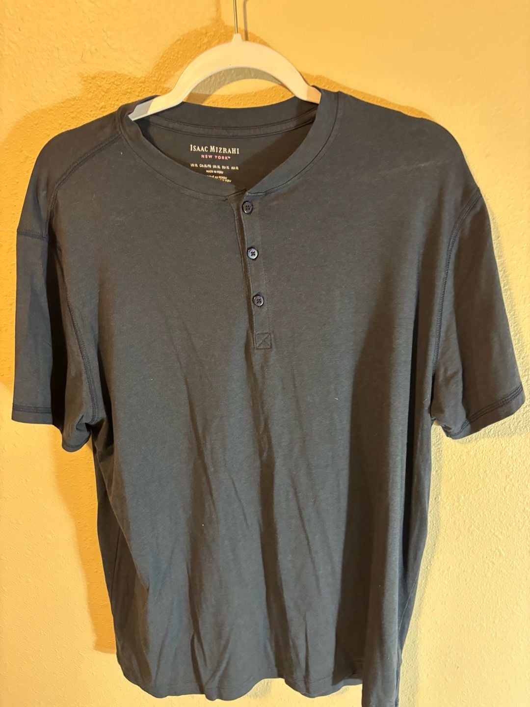 Isaac Mizrahi New York Henley Size XL Black Pima Cotton Blend 2