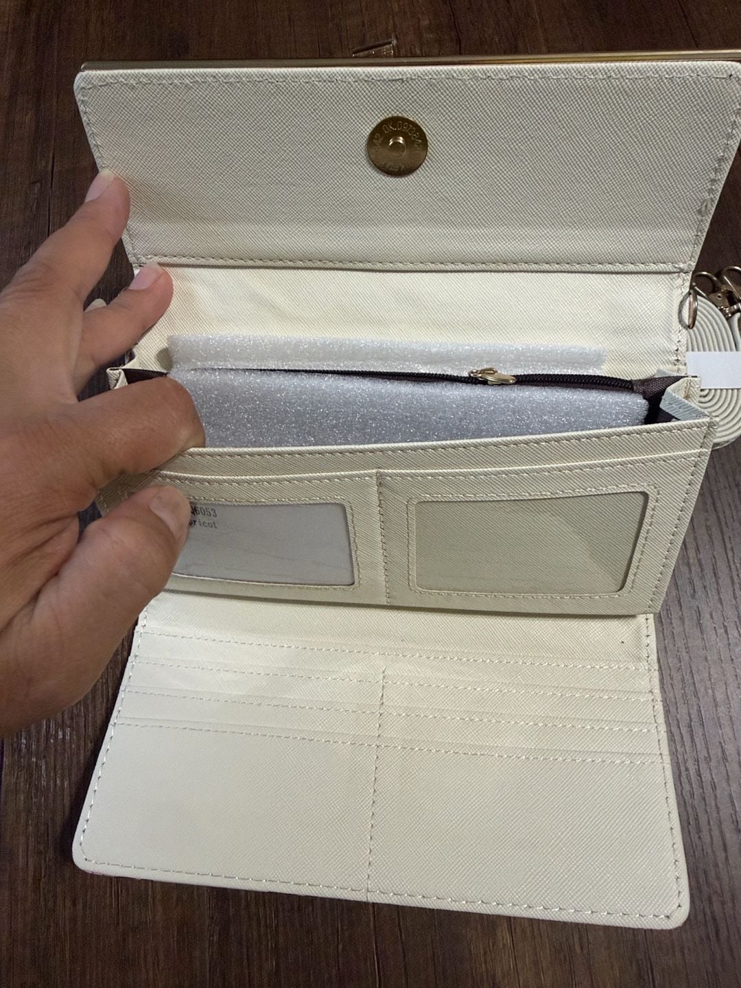 Generic Butterfly Print Clutch Wallet Crossbody Bag Cream Faux Leather 5