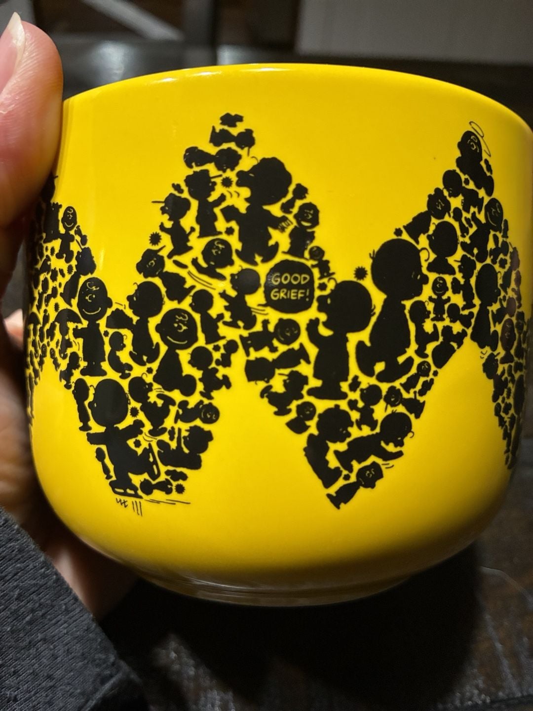 Peanuts Charlie Brown 20 Oz Ceramic Soup Mug Yellow Zigzag Art 3