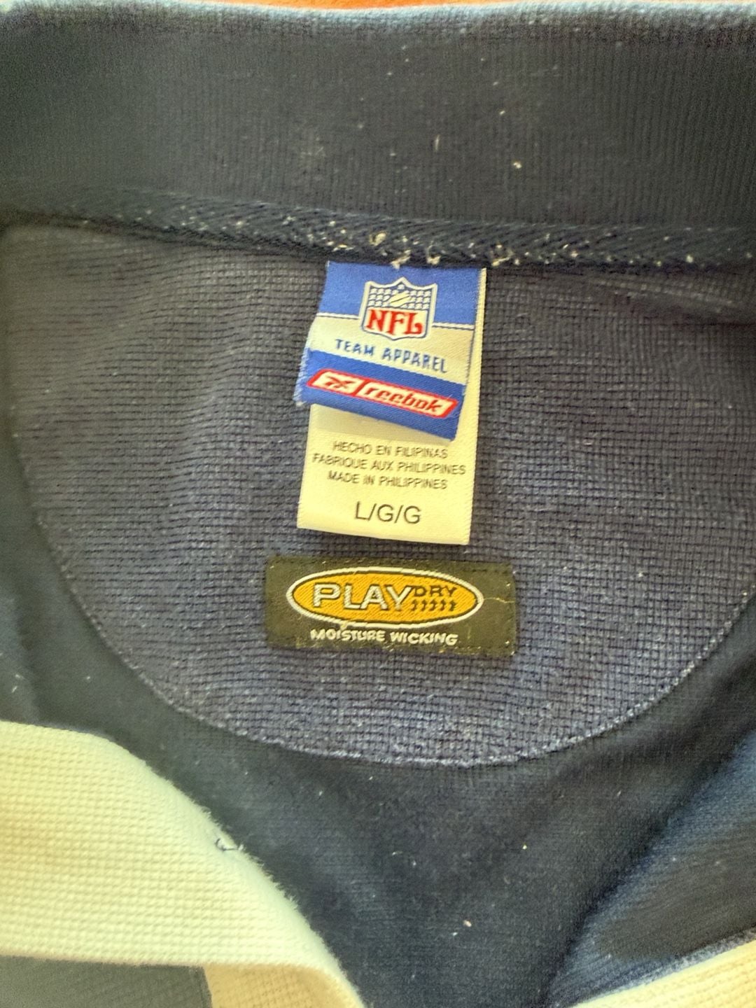 Reebok NFL Dallas Cowboys Polo Size L Blue White Moisture Wicking 4