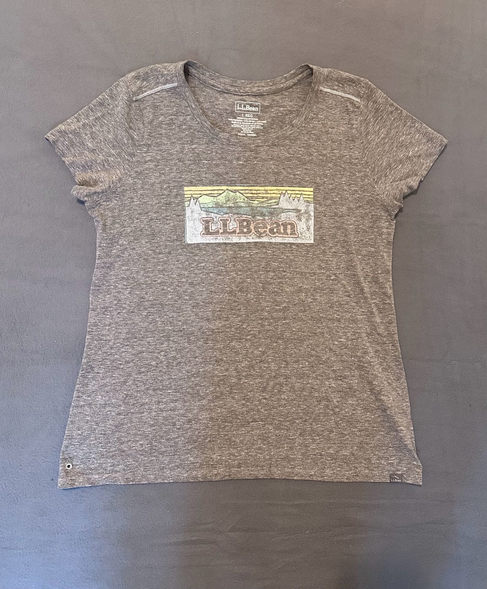 L.L. Bean Graphic T-Shirt Size L Reg Gray Mountain Logo Short Sleeve 2