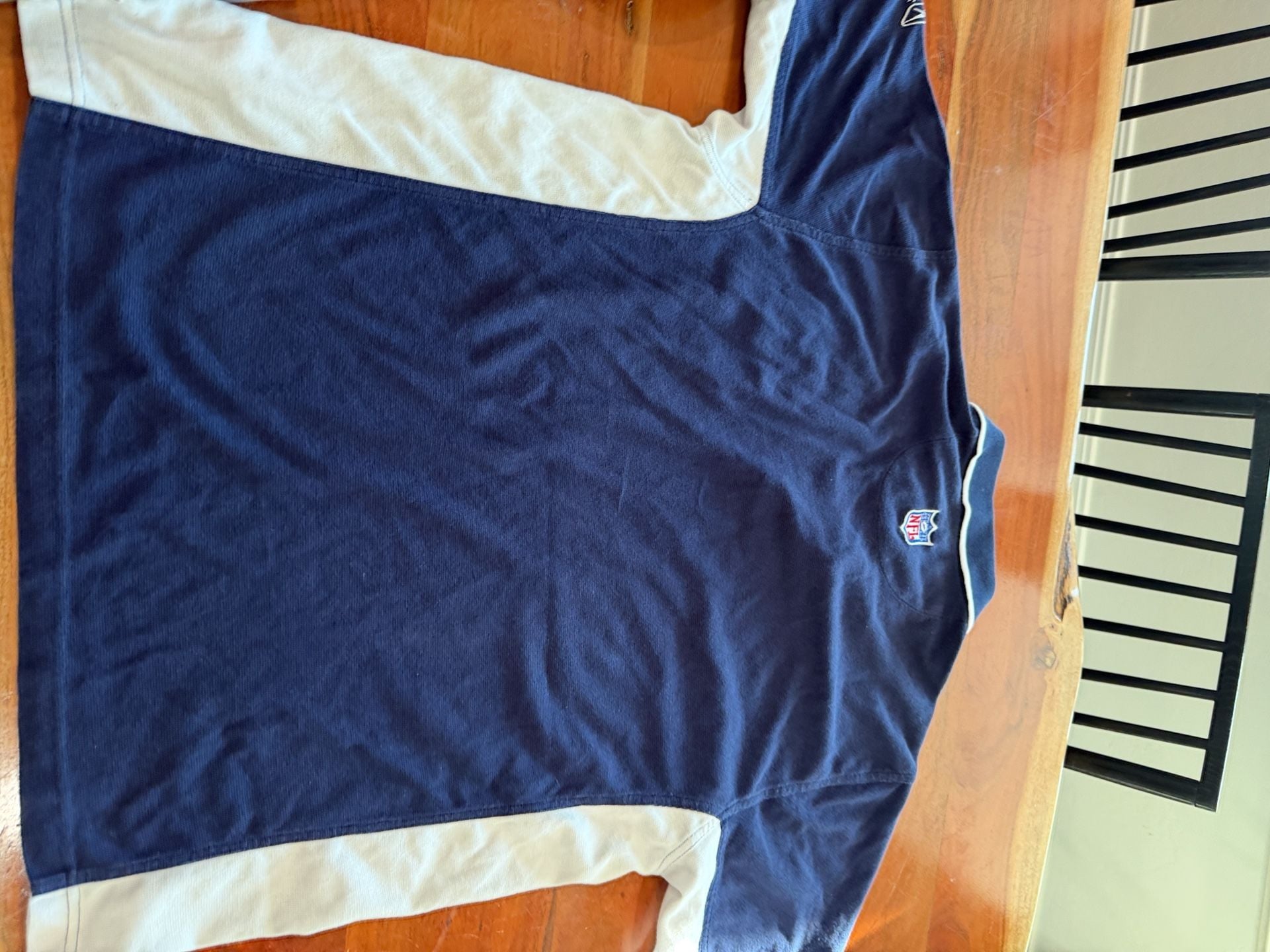Reebok NFL Dallas Cowboys Polo Size L Blue White Moisture Wicking 9