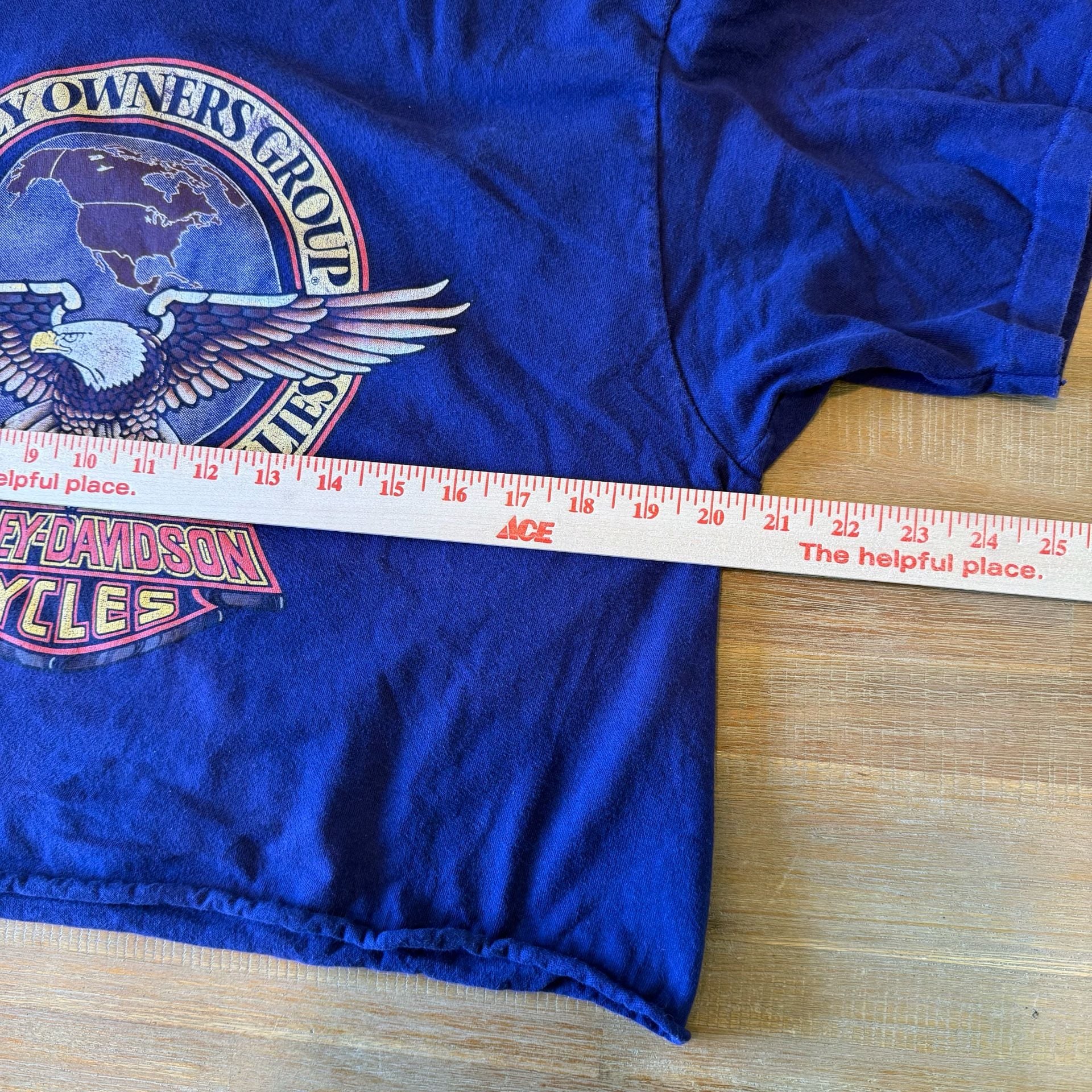 Vintage 1992 Harley Davidson Shirt Large Cropped Hanes Beefy T Reno Nevada Blue 5