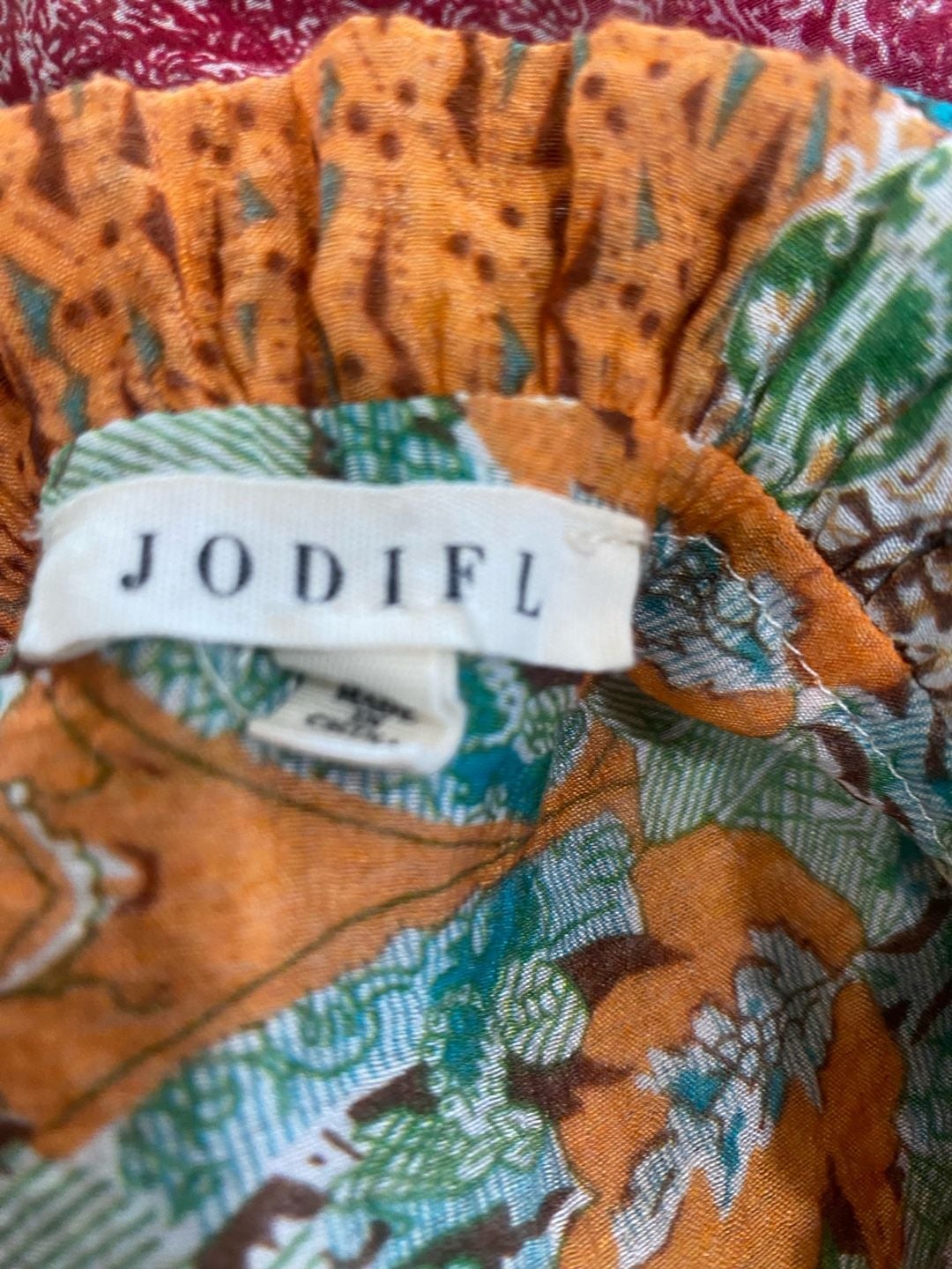 Jodifl Patchwork Print Mini Dress Colorful Boho Long Sleeve large 7