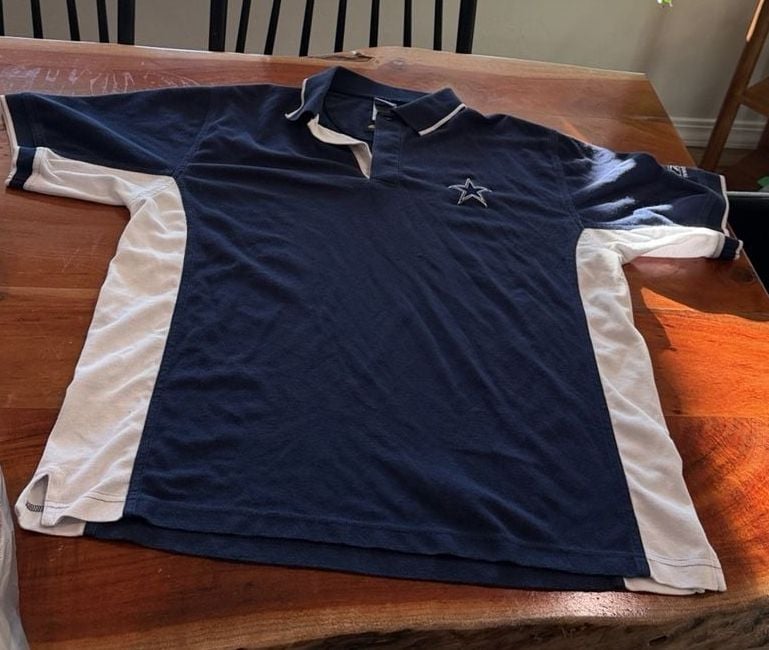 Reebok NFL Dallas Cowboys Polo Size L Blue White Moisture Wicking 2