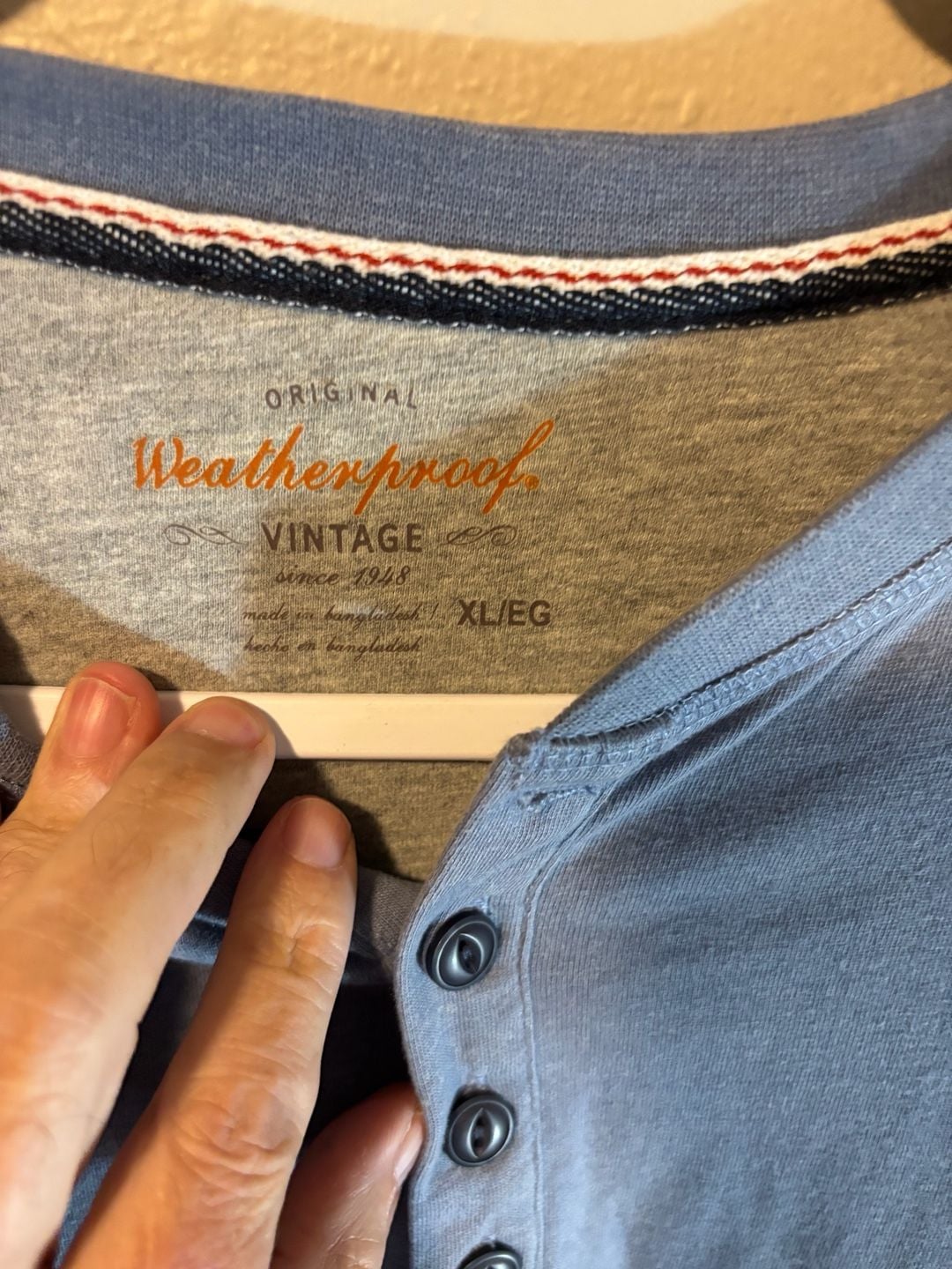 Weatherproof Vintage Long Sleeve Henley Size XL Blue Cotton Blend 4