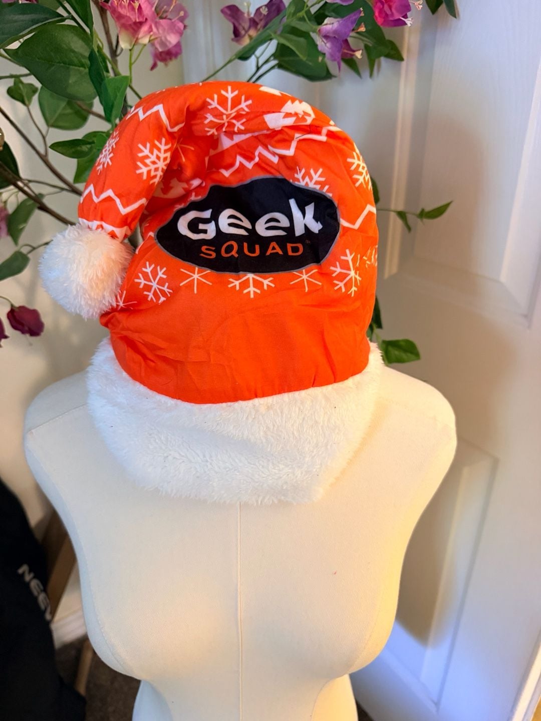 Geek Squad Holiday Santa Hat Orange White Snowflake Nordic Pre-Owned 3