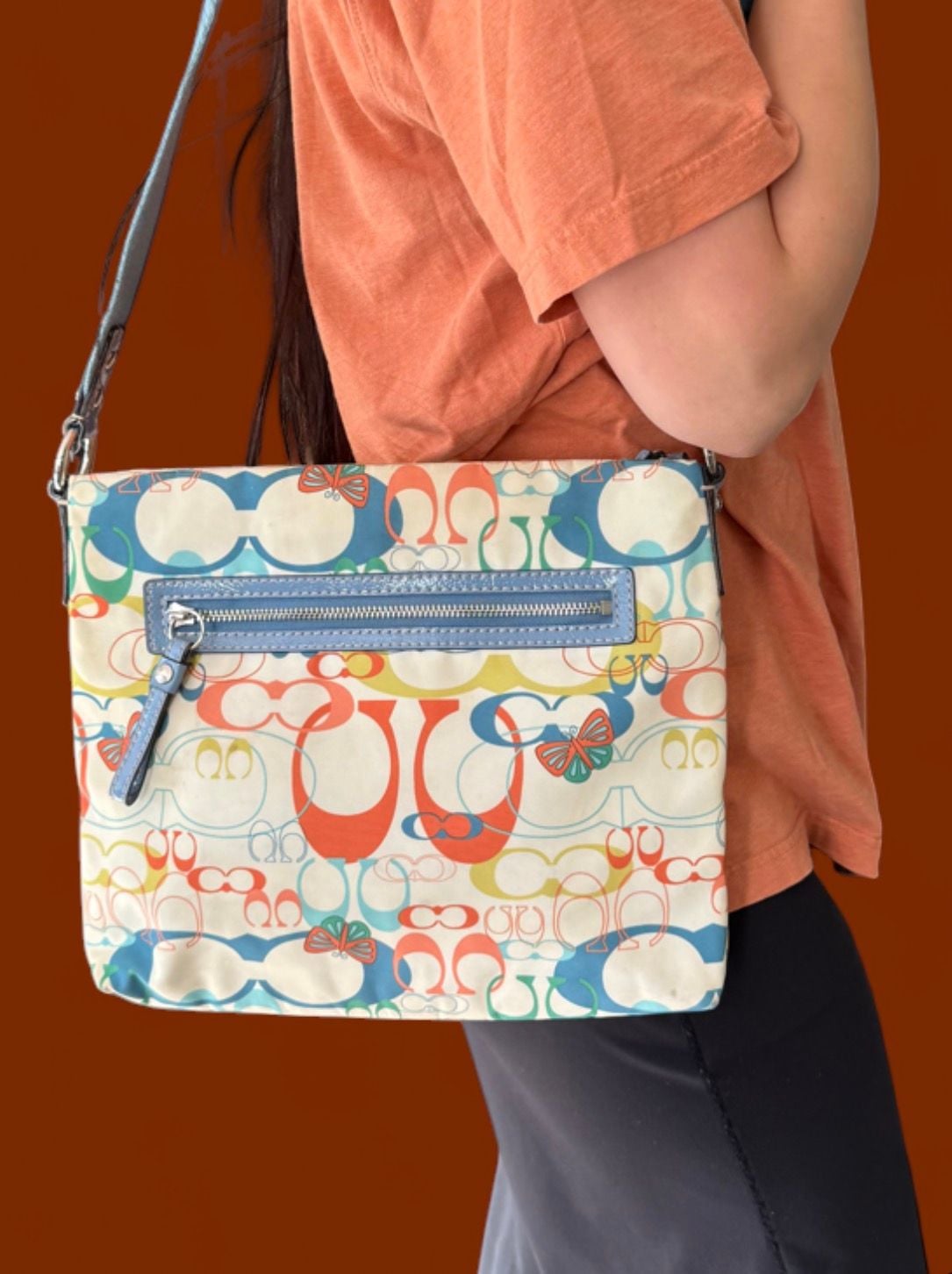 Coach Multicolor Butterfly Signature Crossbody Bag 2