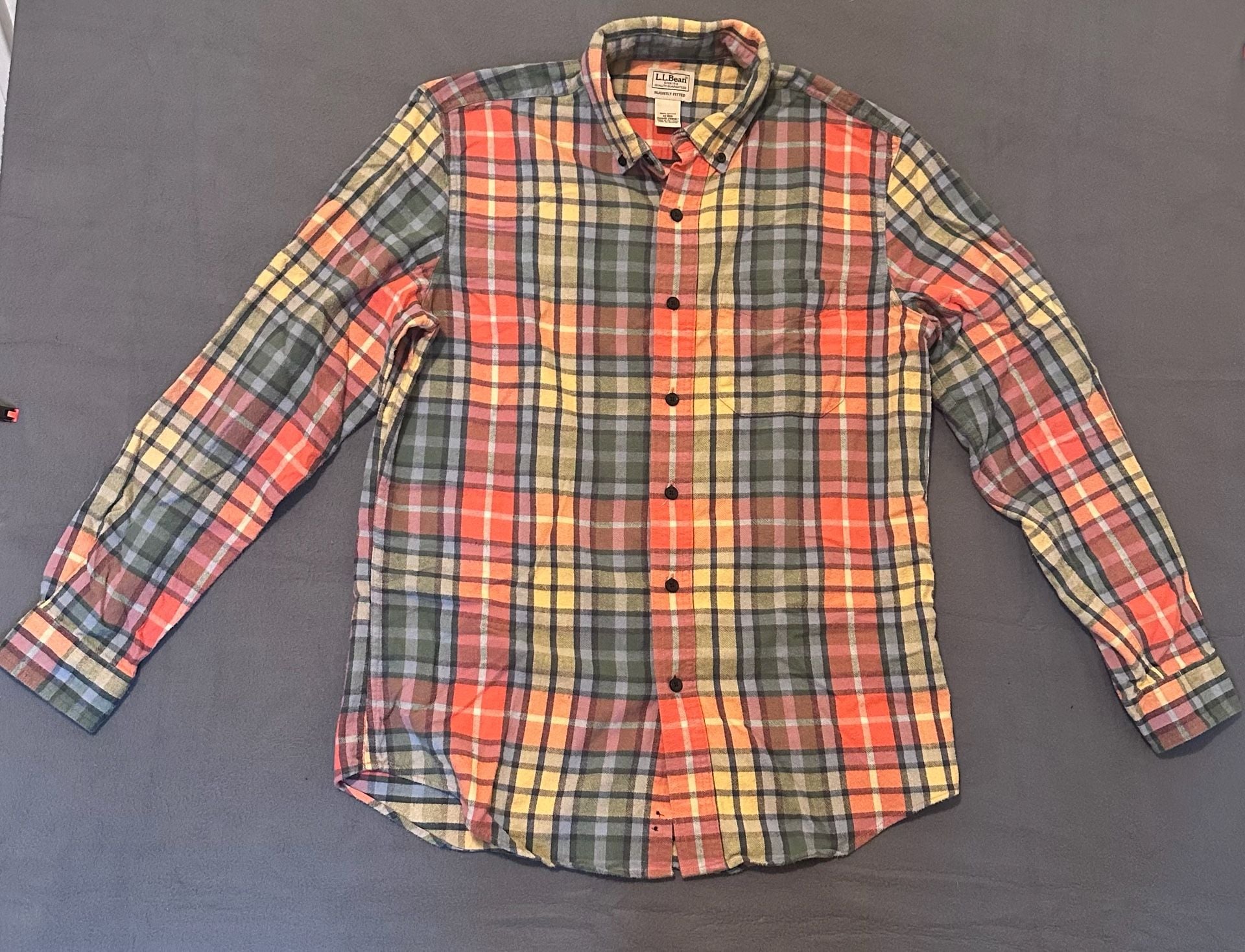 L.L. Bean Plaid Flannel Shirt Size M-REG Slightly Fitted Multicolor 2