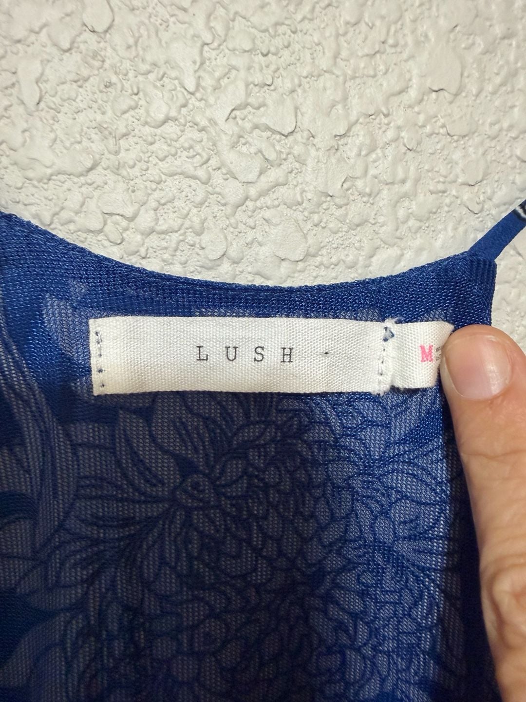 Lush Floral Maxi Dress Size M Blue White Halter V-Neck 3