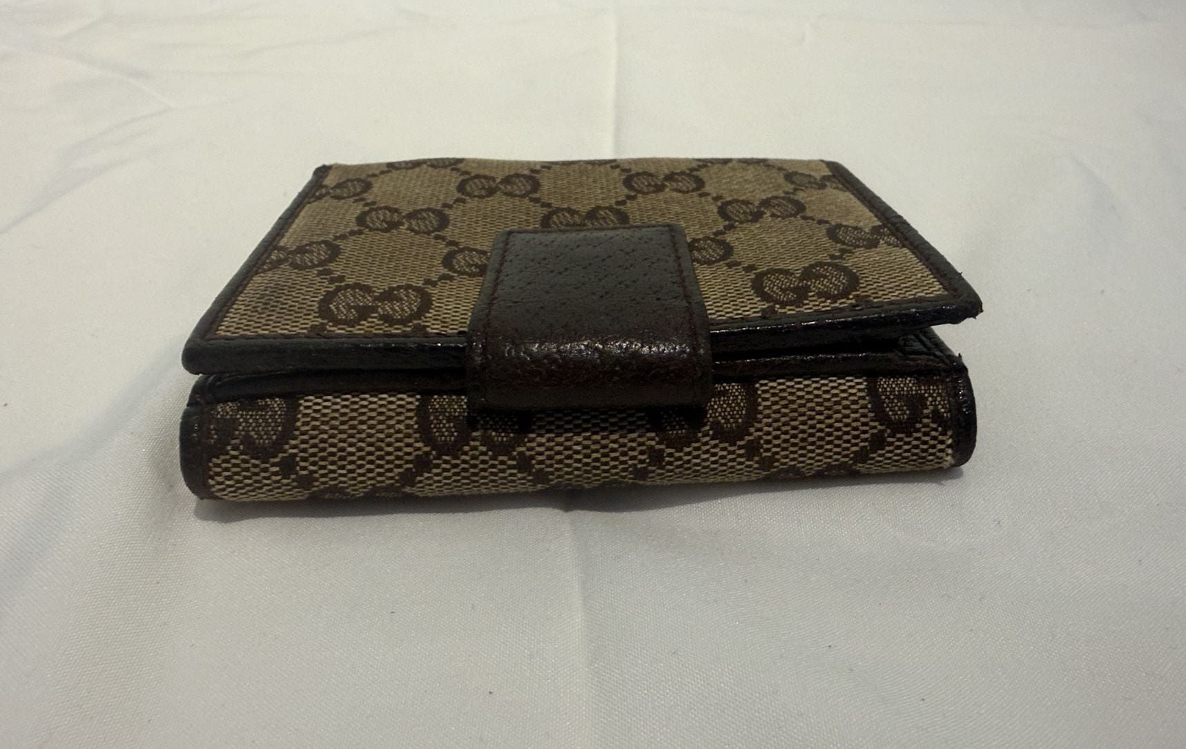 Authentic Gucci GG Canvas WOC Wallet Brown Leather 11
