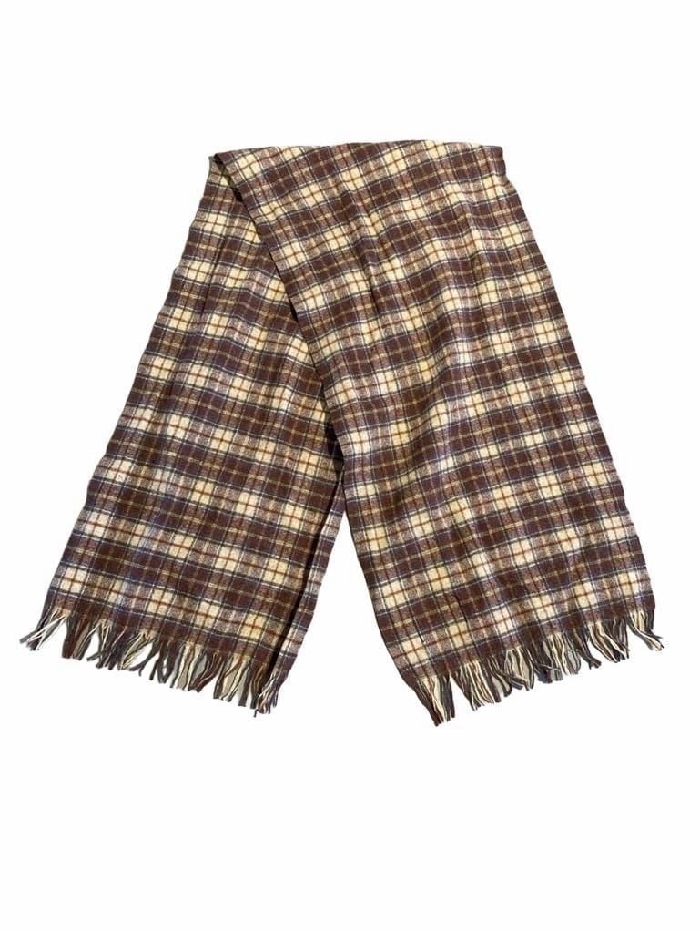 Pendleton Plaid Virgin Wool Fringe Scarf Brown Multicolor 1