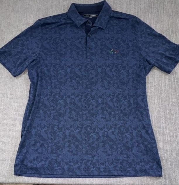 Greg Norman Polo Shirt Size XL Blue Micro Print Golf 2