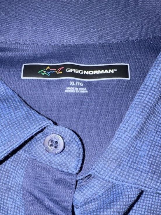 Greg Norman Polo Shirt Size XL Blue Micro Print Golf 3